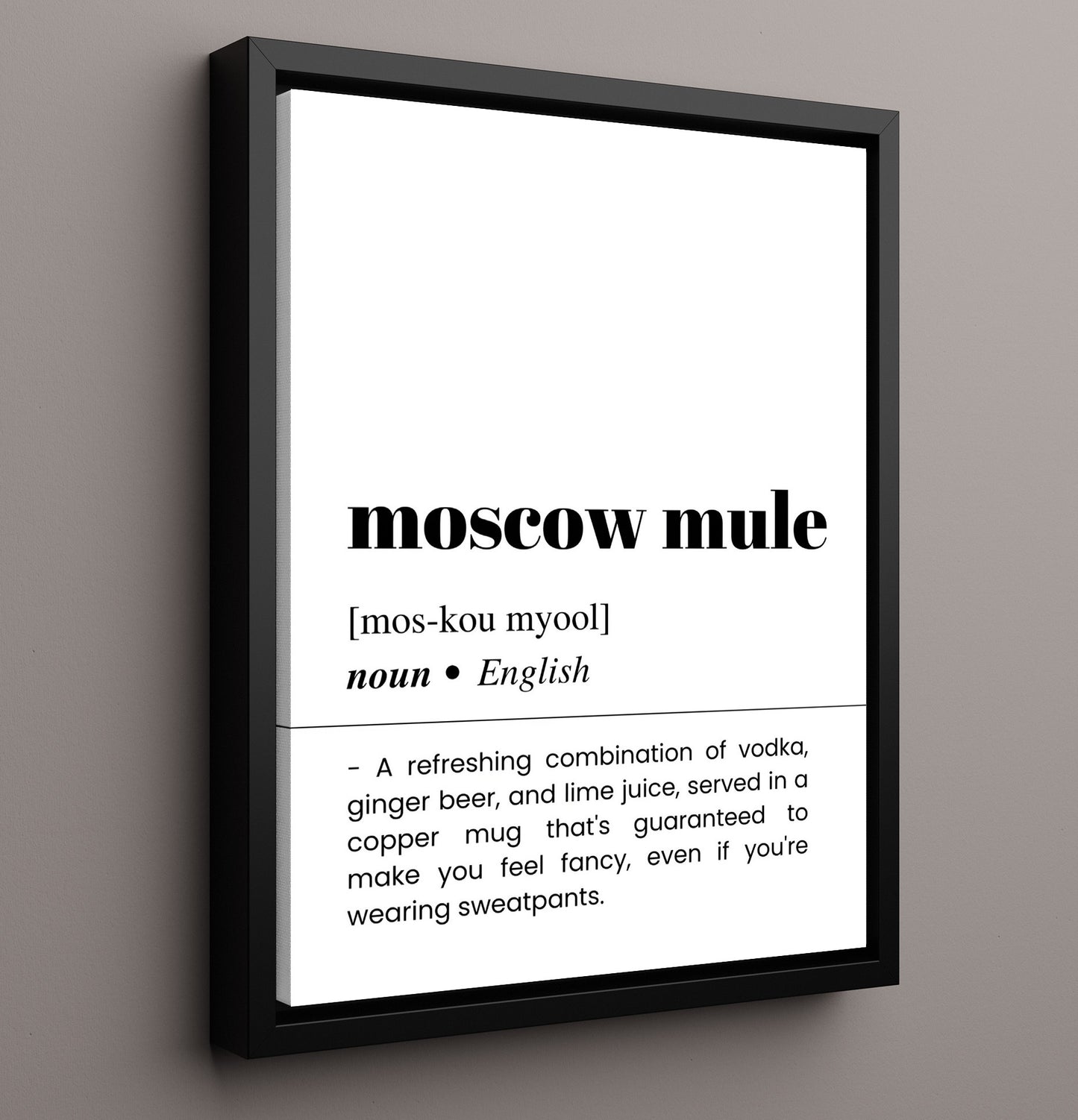 Moscow Mule - Copper Mug Classic - Framed Canvas bar dictionary wall art