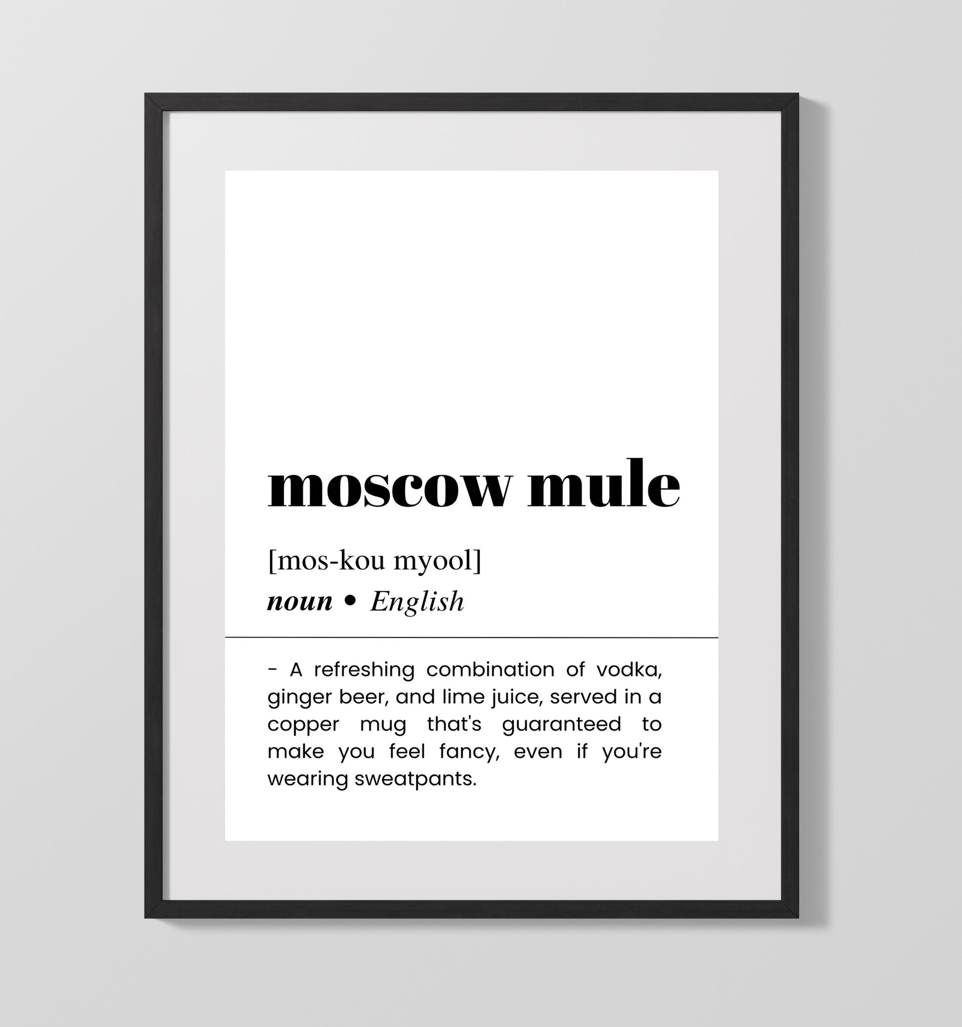Moscow Mule - Copper Mug Classic - Gallery Frame bar dictionary wall art