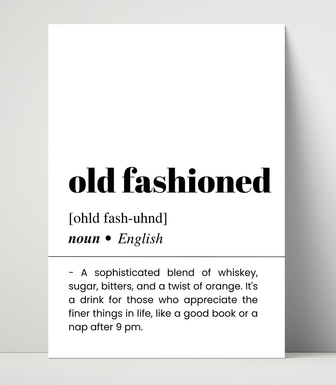 Old Fashioned - Timeless Whiskey Classic - Unframed Print bar dictionary wall art