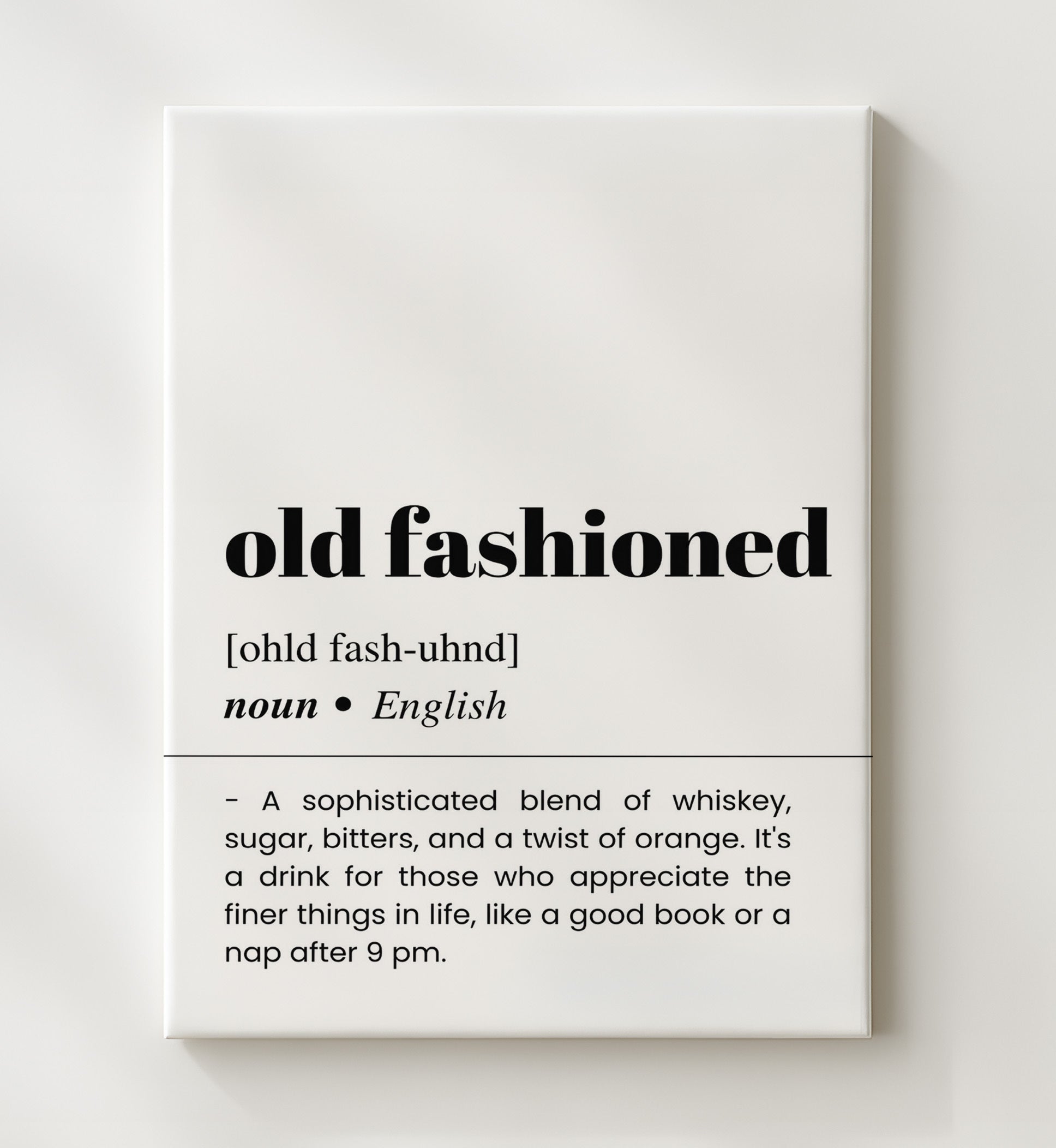 Old Fashioned - Timeless Whiskey Classic - Canvas bar dictionary wall art