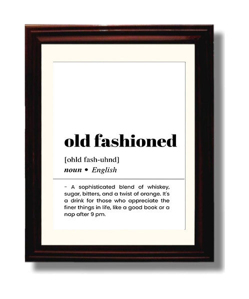 Old Fashioned - Timeless Whiskey Classic - Beveled Frame bar dictionary wall art