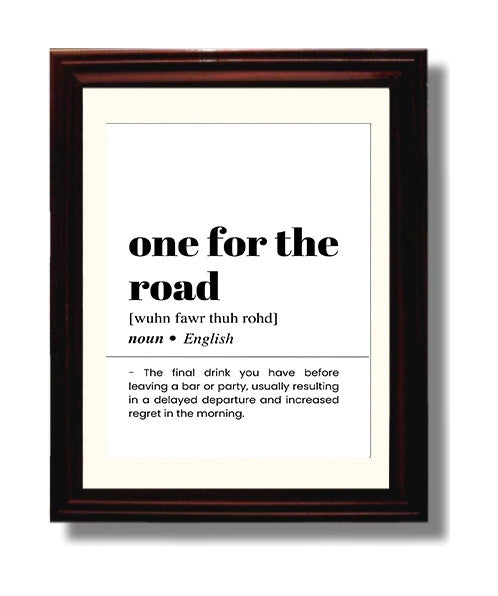 One for the Road - Last Call - Beveled Frame bar dictionary wall art