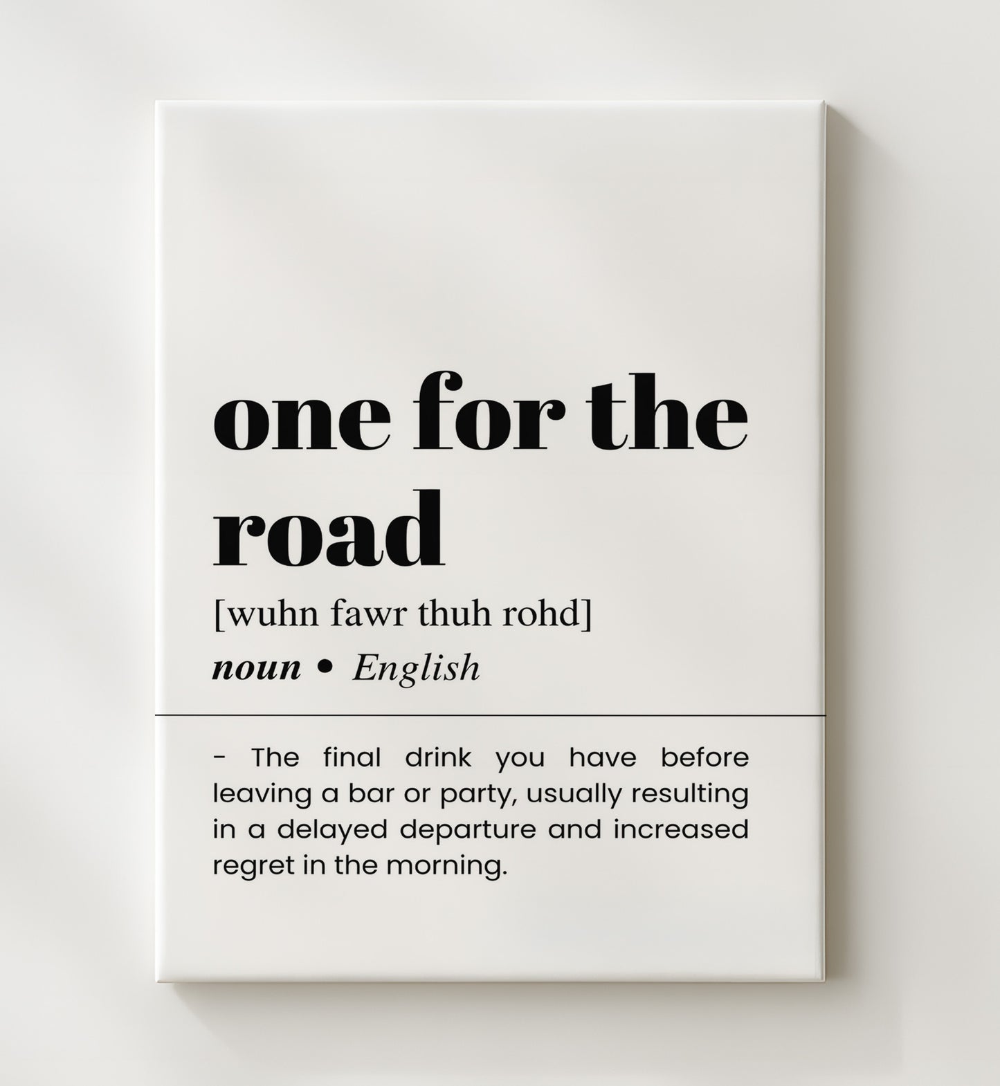 One for the Road - Last Call - Canvas bar dictionary wall art