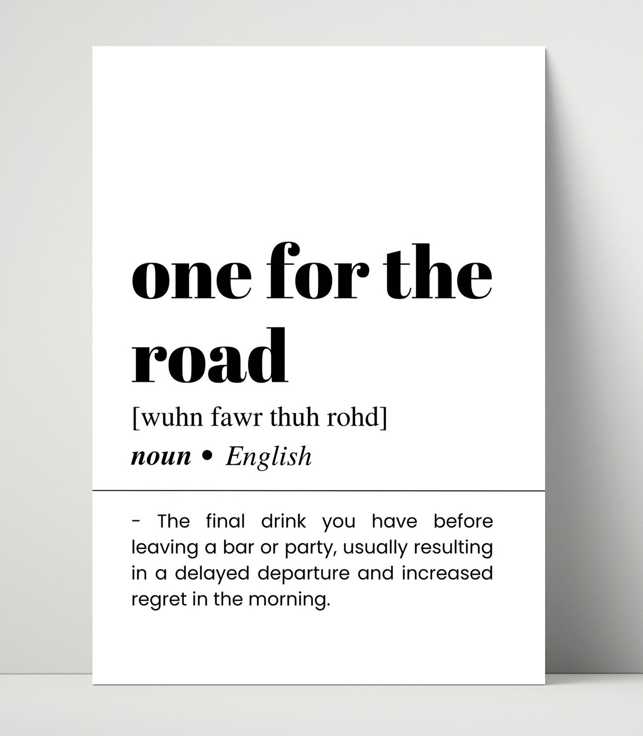 One for the Road - Last Call - Unframed Print bar dictionary wall art