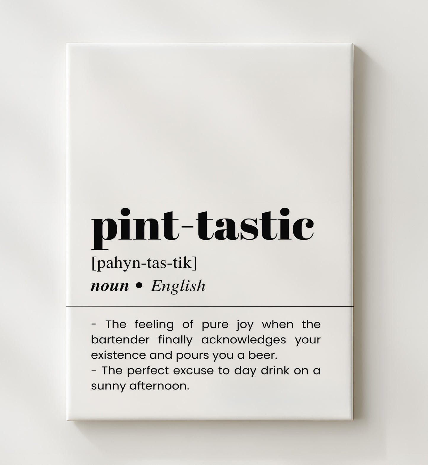 Pint-Tastic - Perfect Pint Joy - Canvas bar dictionary wall art