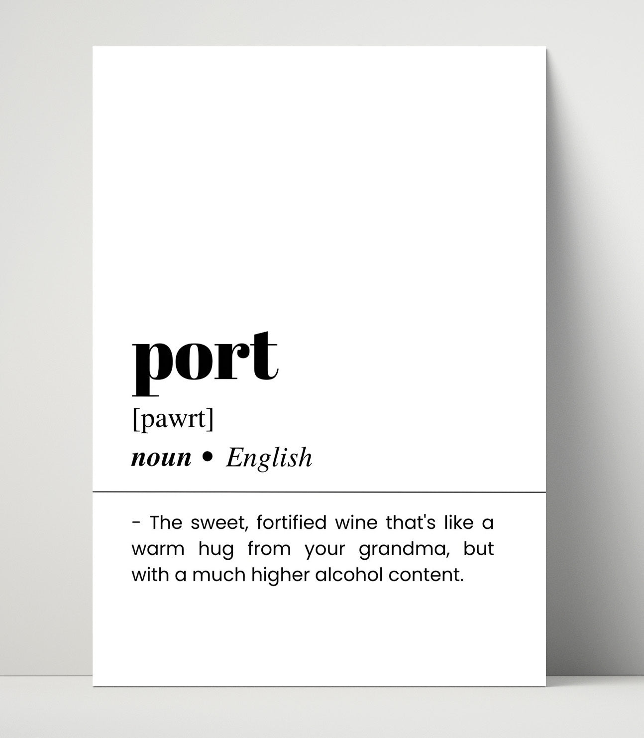Port - Fortified Dessert Wine - Unframed Print bar dictionary wall art