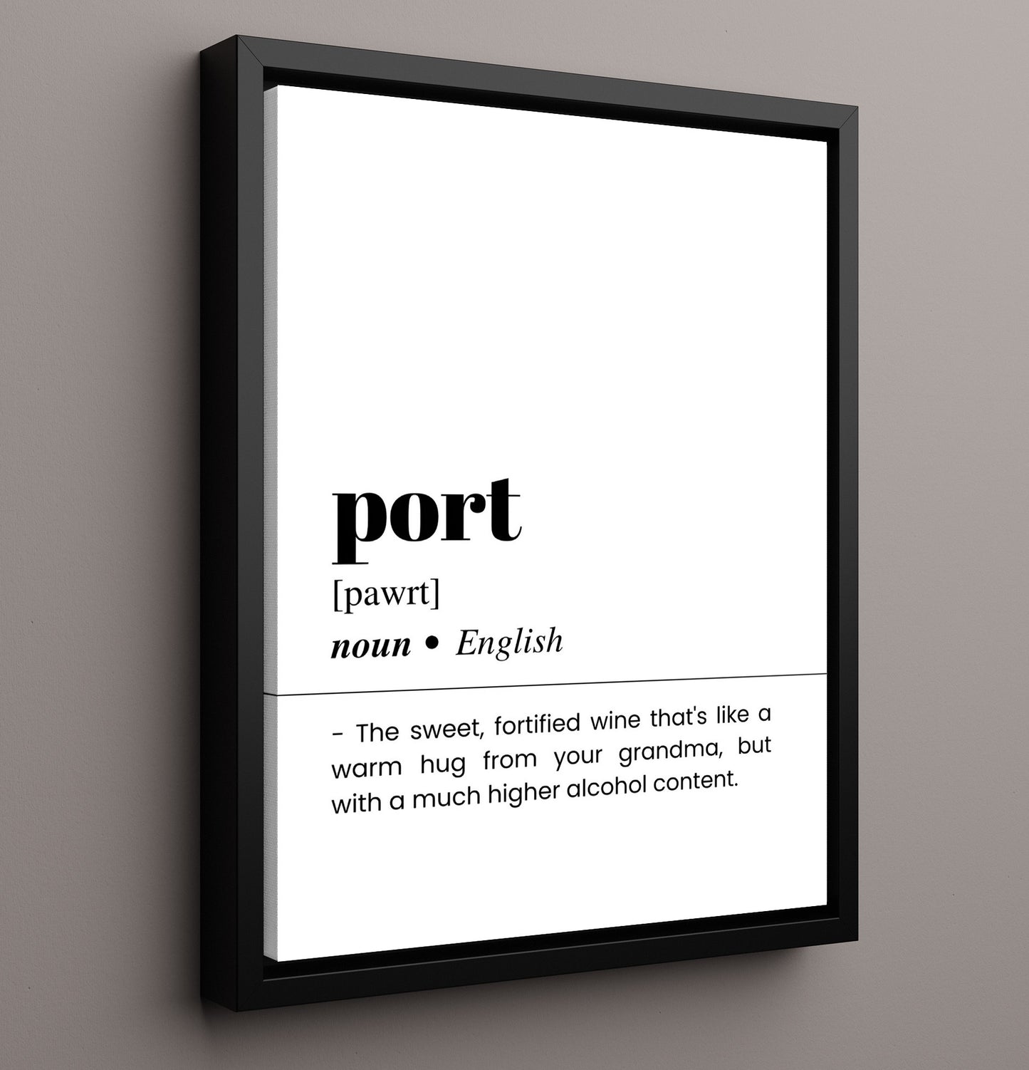 Port - Fortified Dessert Wine - Framed Canvas bar dictionary wall art