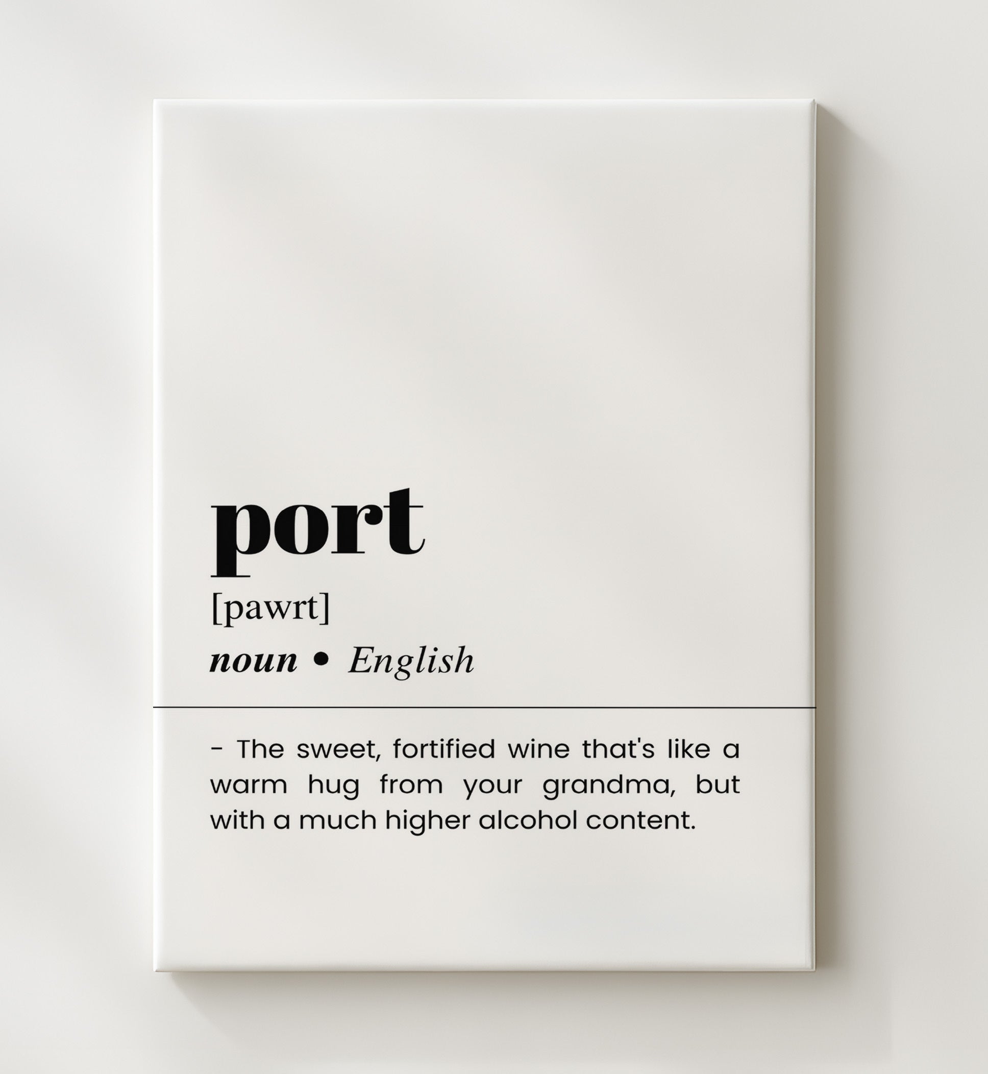 Port - Fortified Dessert Wine - Canvas bar dictionary wall art