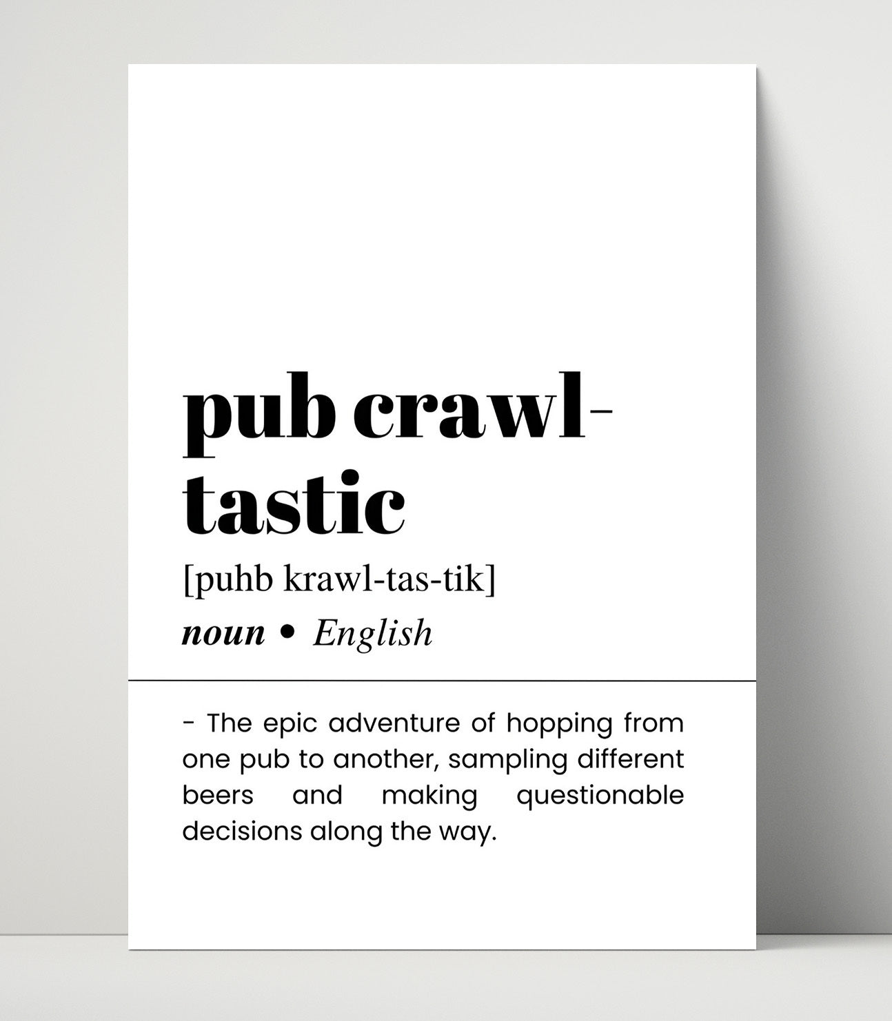 Pub Crawl-Tastic - Beer Adventure - Unframed Print bar dictionary wall art