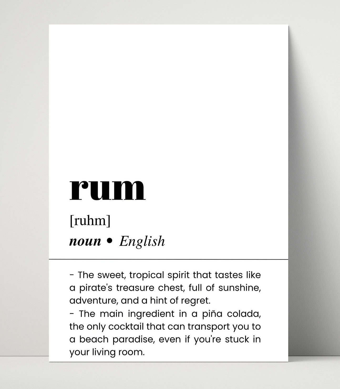 Rum - Tropical Pirate Spirit - Unframed Print bar dictionary wall art