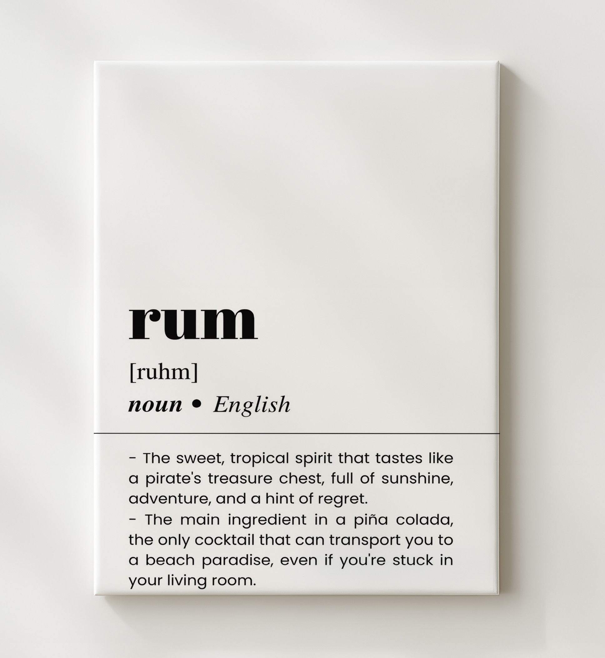 Rum - Tropical Pirate Spirit - Canvas bar dictionary wall art
