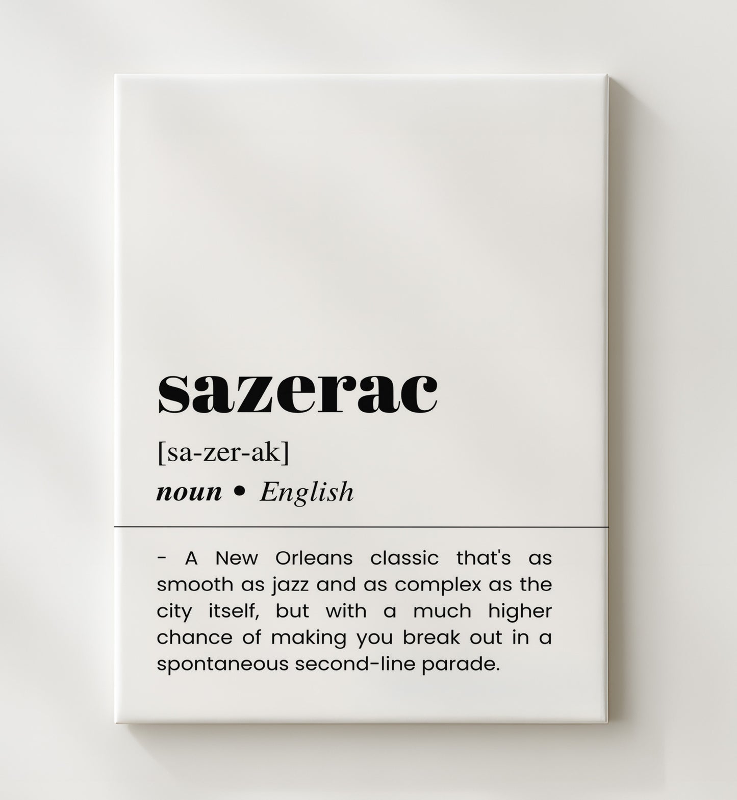 Sazerac - New Orleans Classic - Canvas bar dictionary wall art
