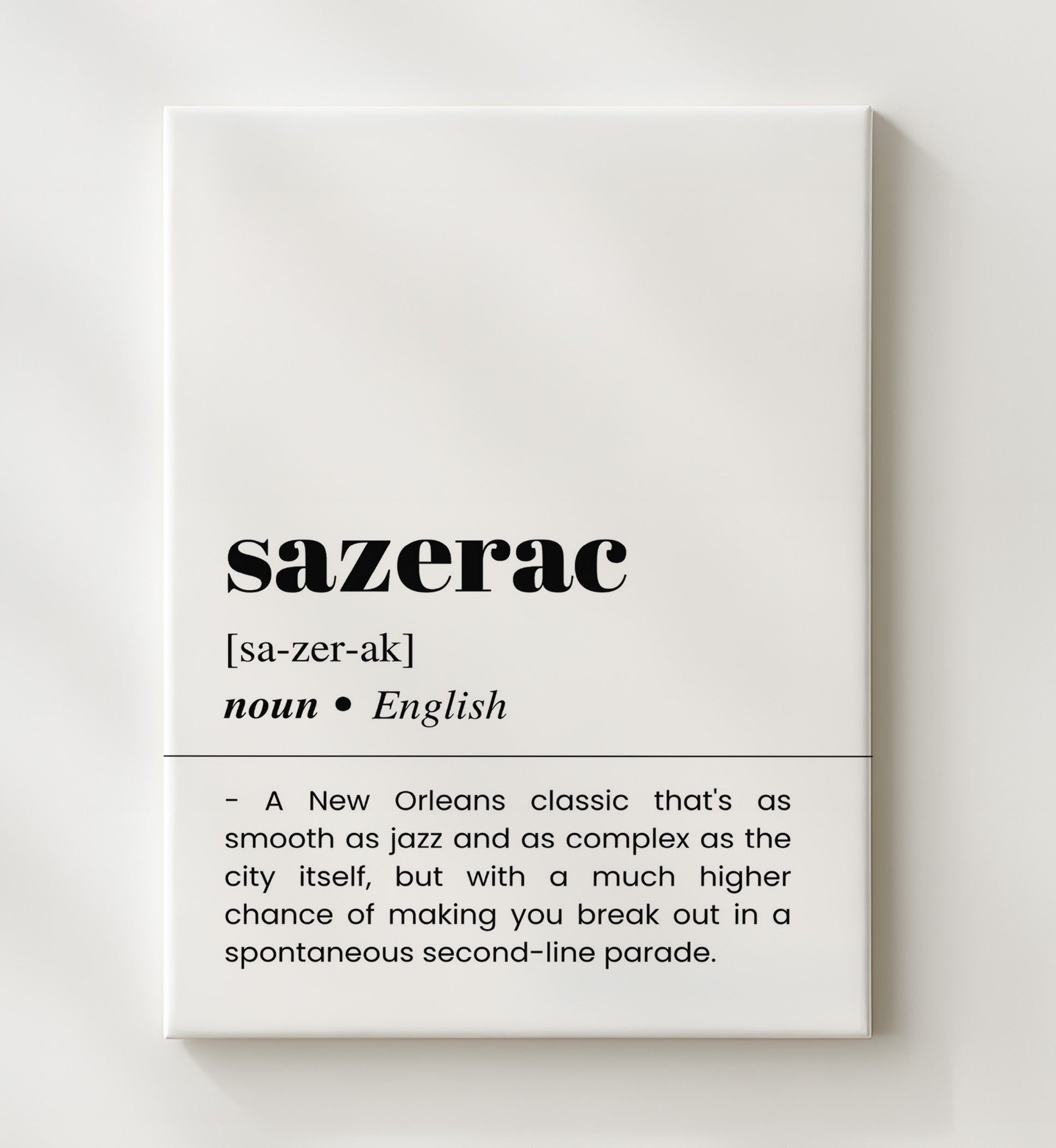Sazerac - New Orleans Classic - Canvas bar dictionary wall art
