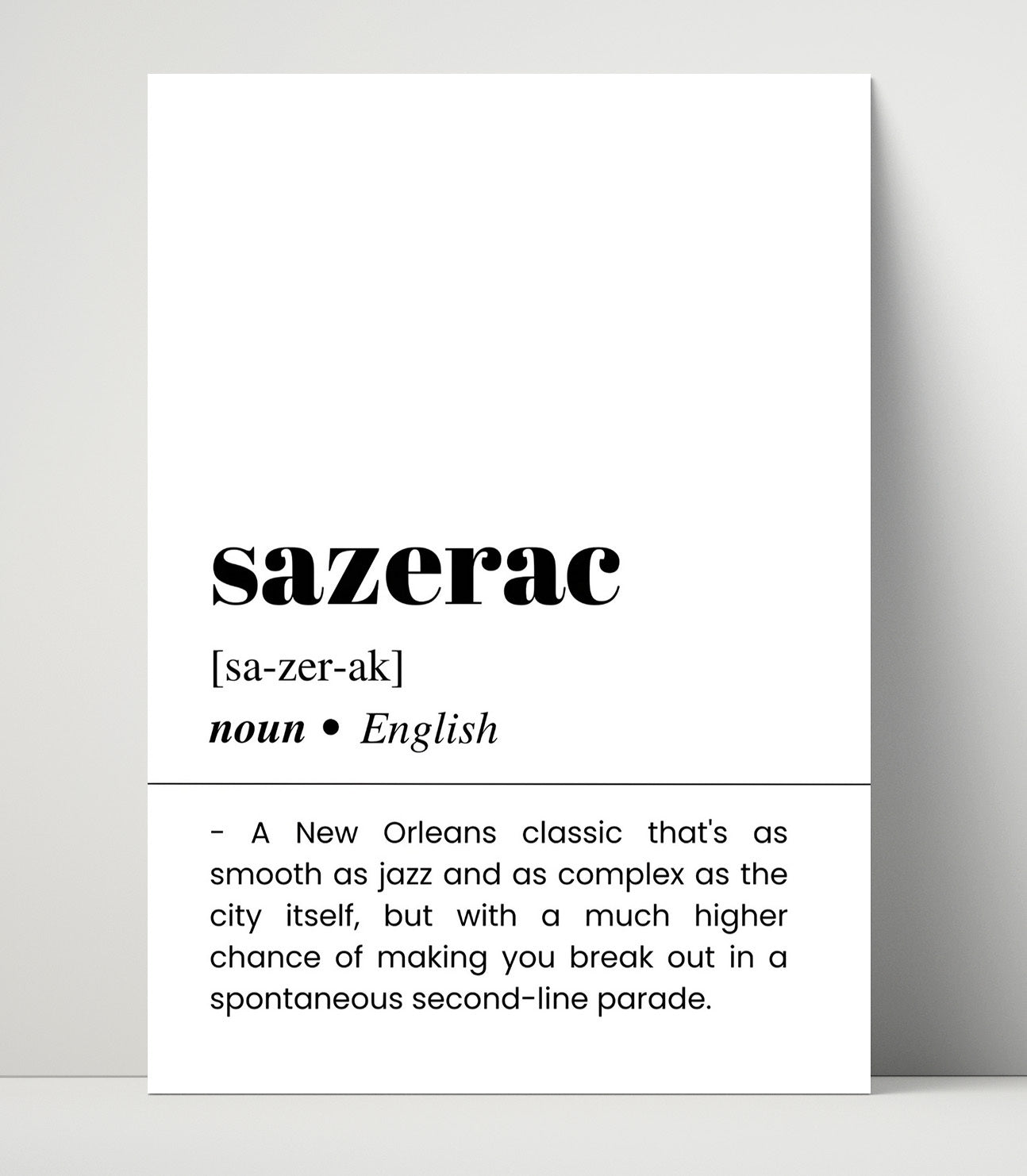 Sazerac - New Orleans Classic - Unframed Print bar dictionary wall art
