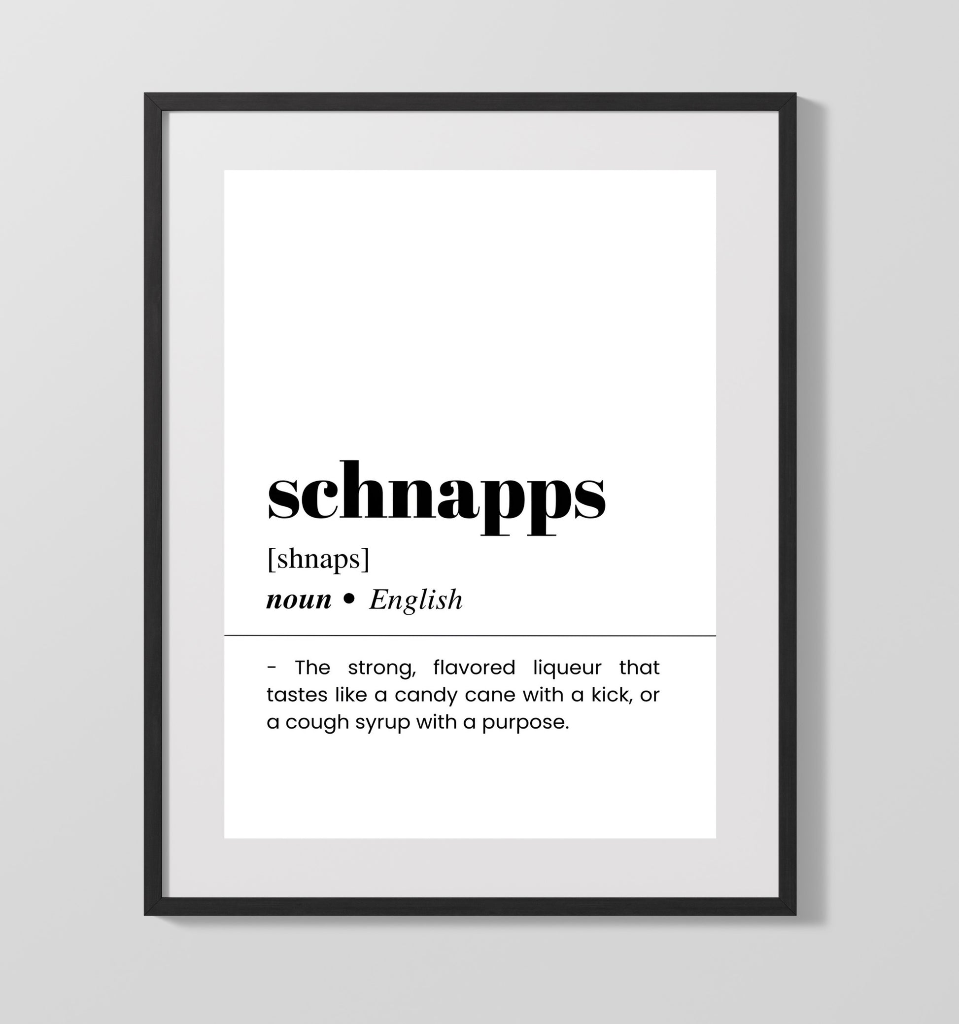 Schnapps - Candy Cane Kick - Gallery Frame bar dictionary wall art