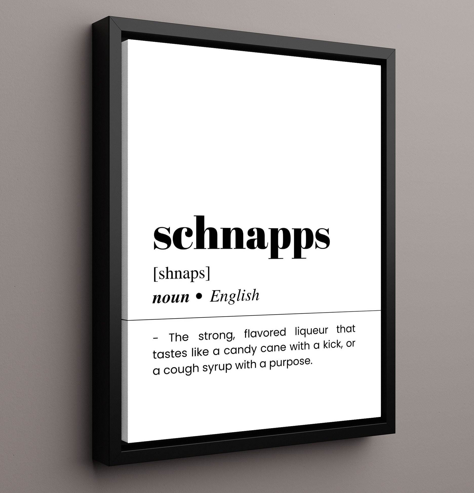 Schnapps - Candy Cane Kick - Framed Canvas bar dictionary wall art