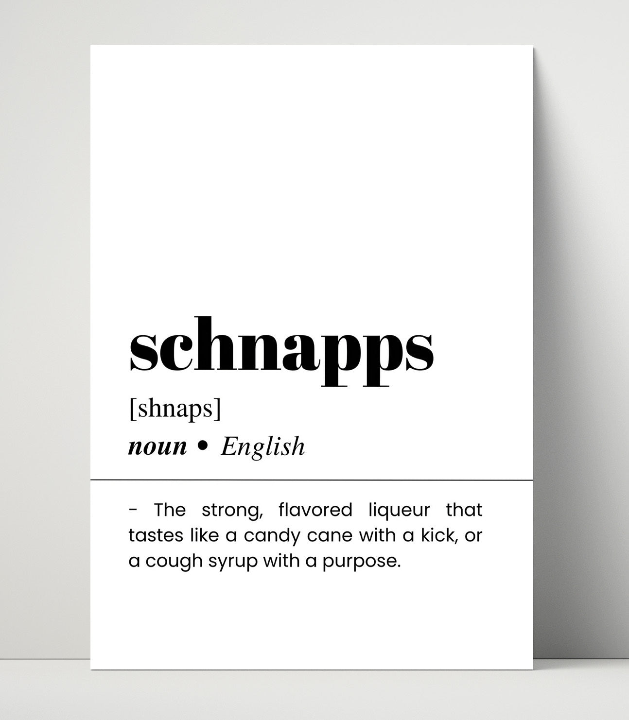 Schnapps - Candy Cane Kick - Unframed Print bar dictionary wall art