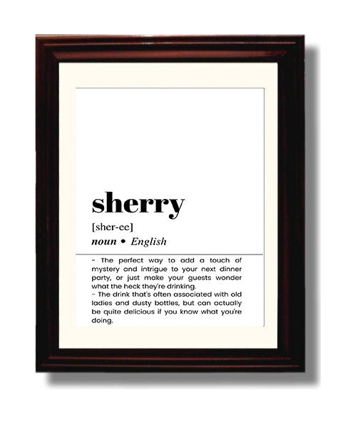 Sherry - Dinner Party Mystery - Beveled Frame bar dictionary wall art