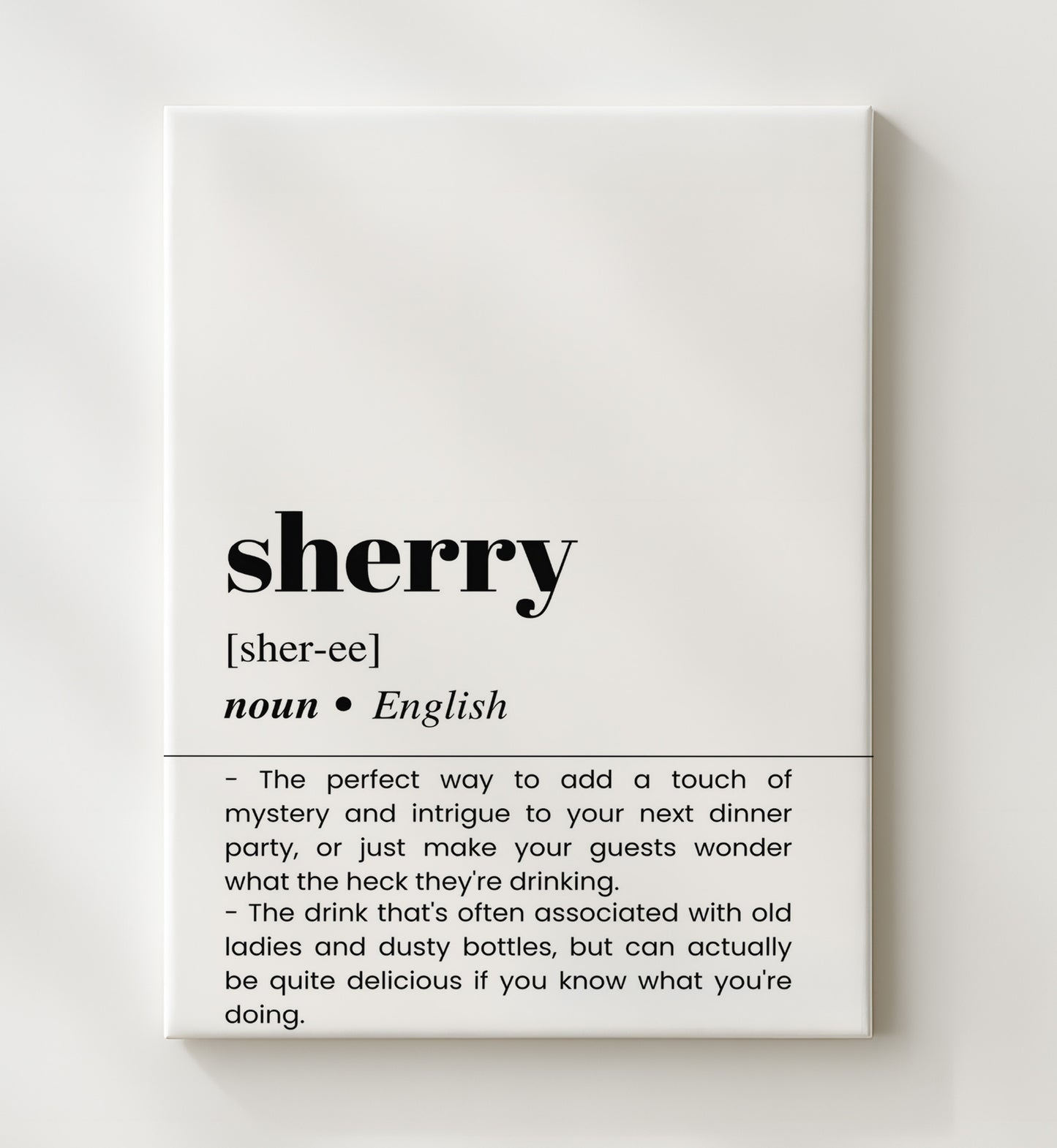 Sherry - Dinner Party Mystery - Canvas bar dictionary wall art