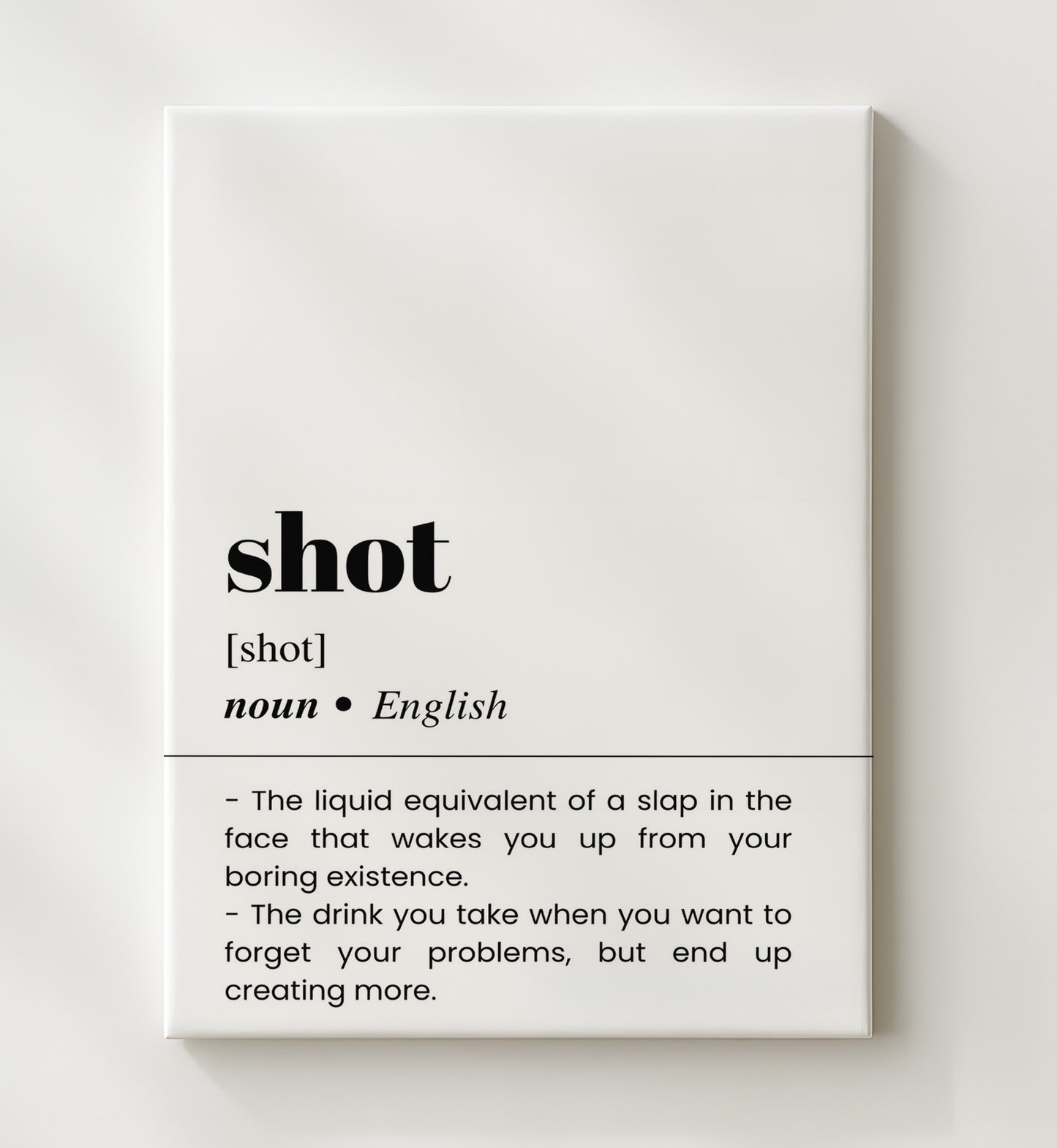 Shot - Liquor Serving - Canvas bar dictionary wall art