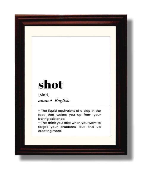 Shot - Liquor Serving - Beveled Frame bar dictionary wall art