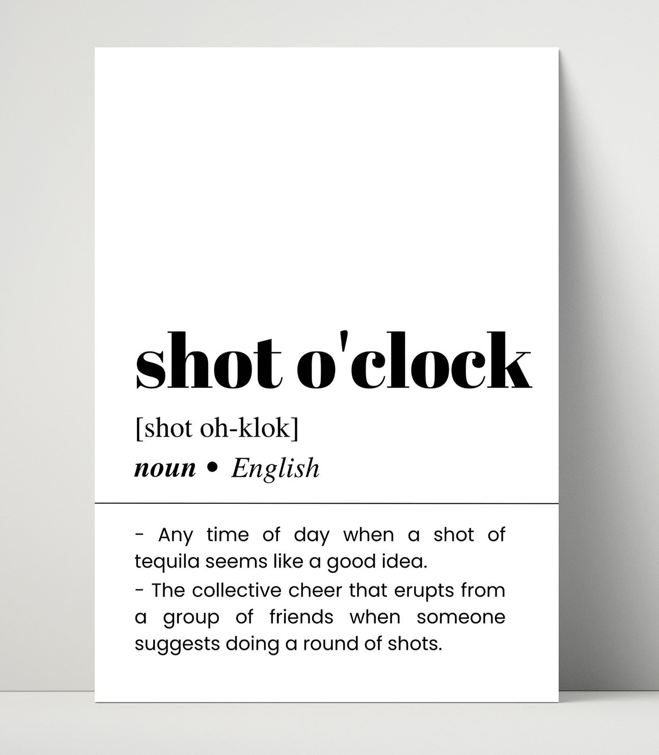 Shot O'Clock - Tequila Time - Unframed Print bar dictionary wall art