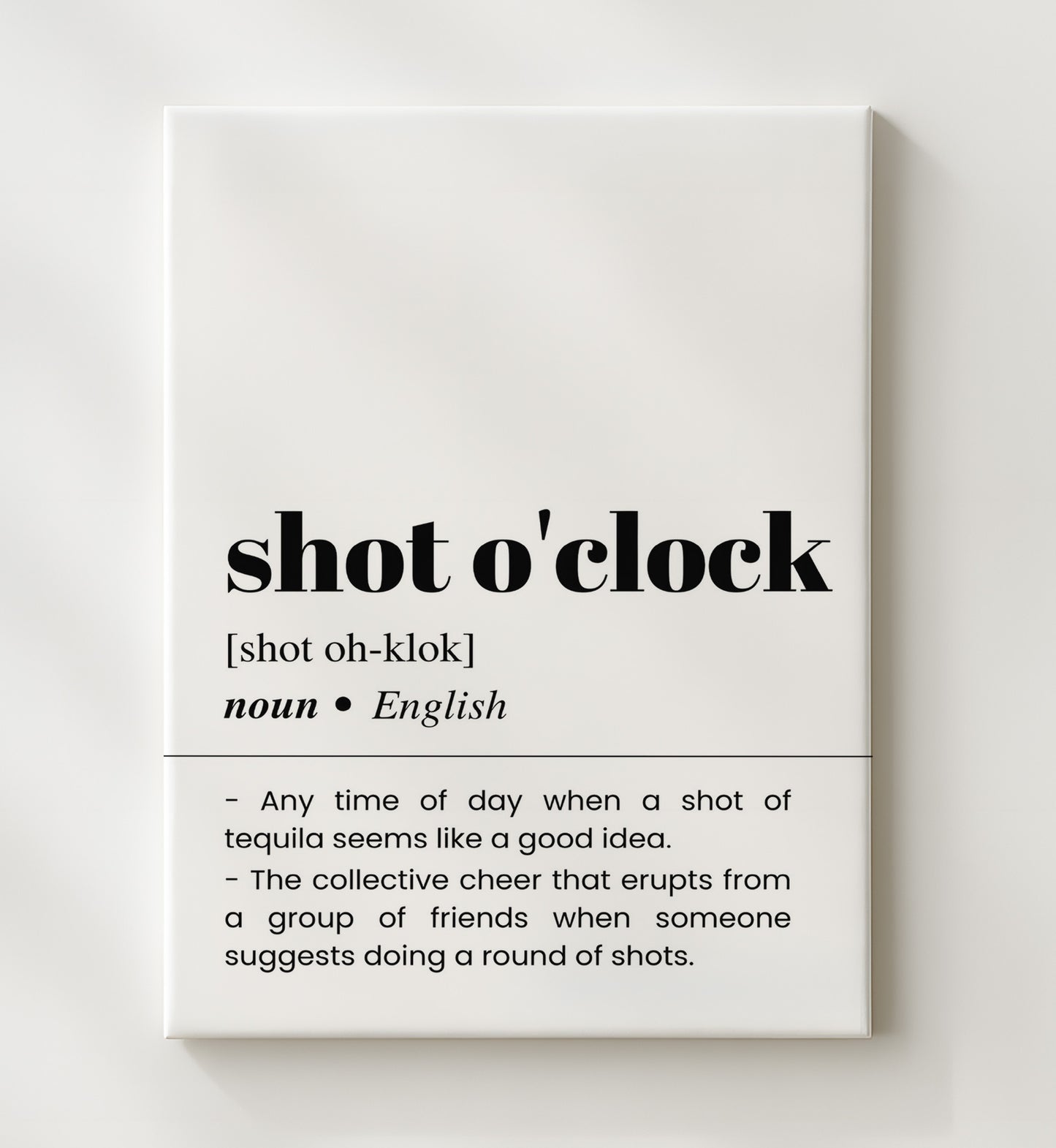 Shot O'Clock - Tequila Time - Canvas bar dictionary wall art