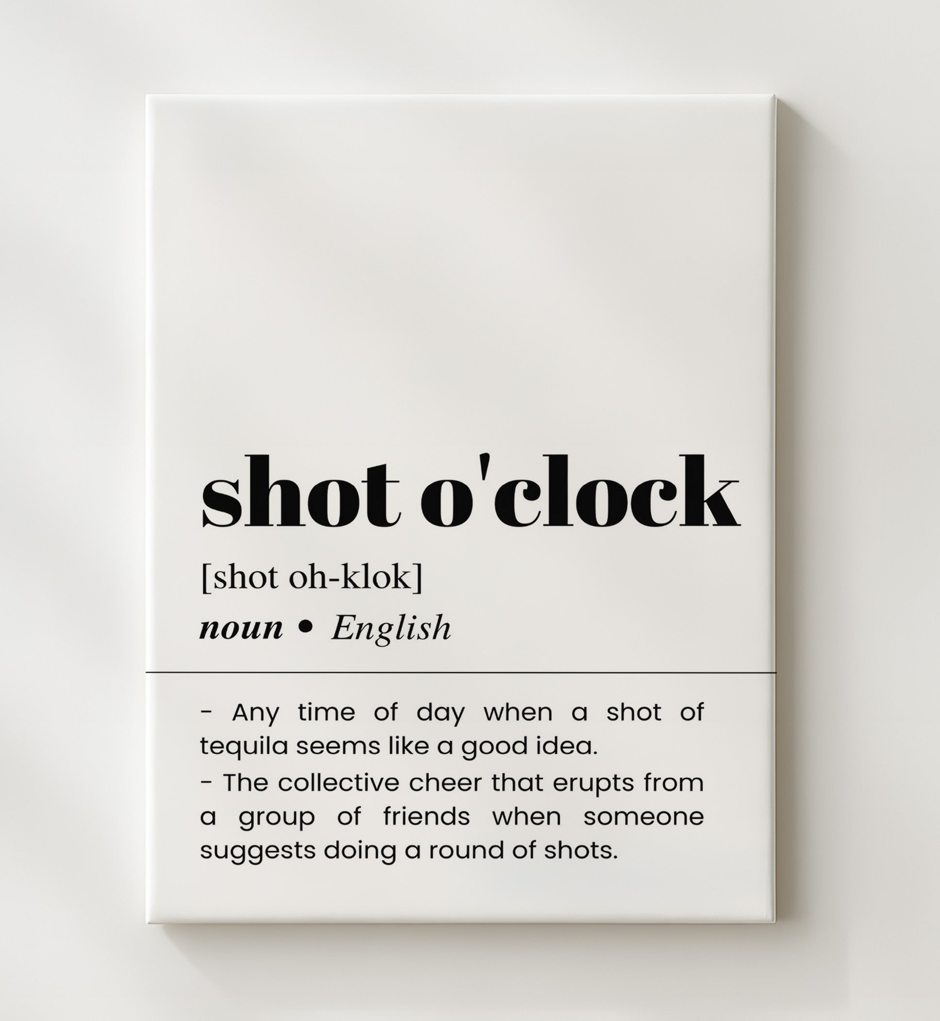 Shot O'Clock - Tequila Time - Canvas bar dictionary wall art