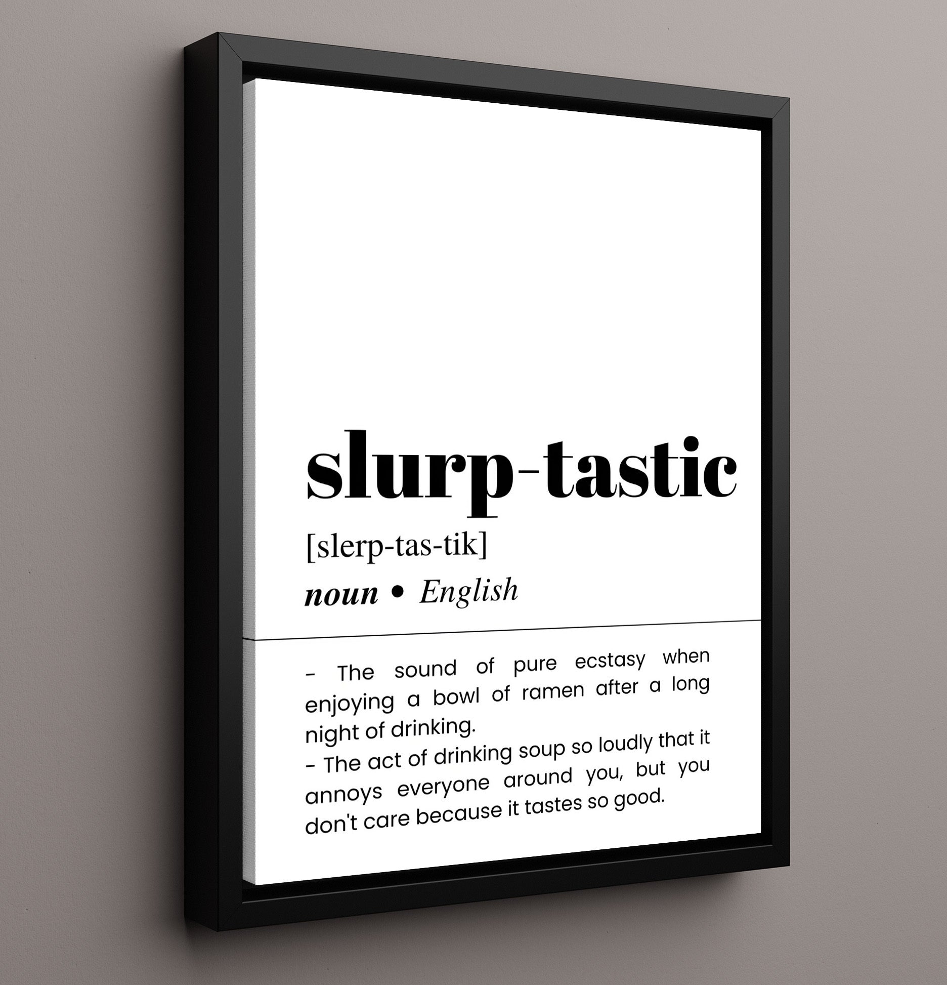 Slurp-Tastic - Ramen Recovery - Framed Canvas bar dictionary wall art