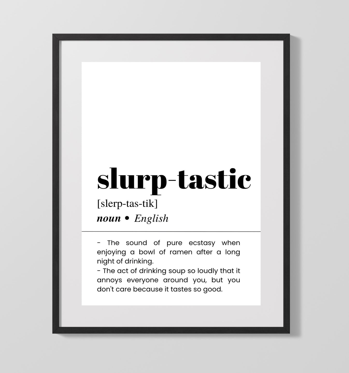 Slurp-Tastic - Ramen Recovery - Gallery Frame bar dictionary wall art