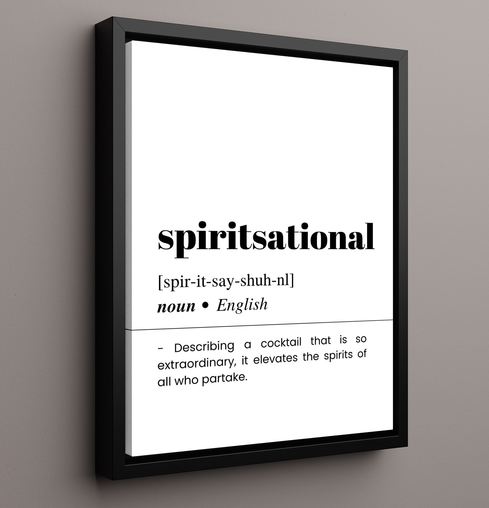 Spiritsational - Extraordinary Cocktail - Framed Canvas bar dictionary wall art