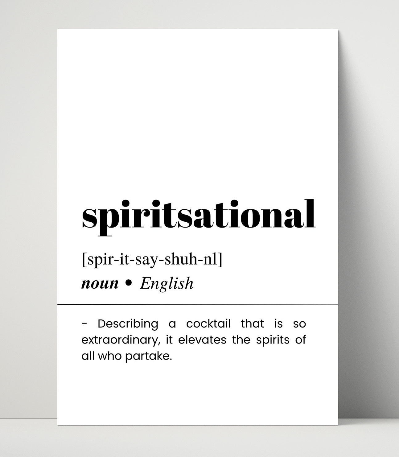 Spiritsational - Extraordinary Cocktail - Unframed Print bar dictionary wall art