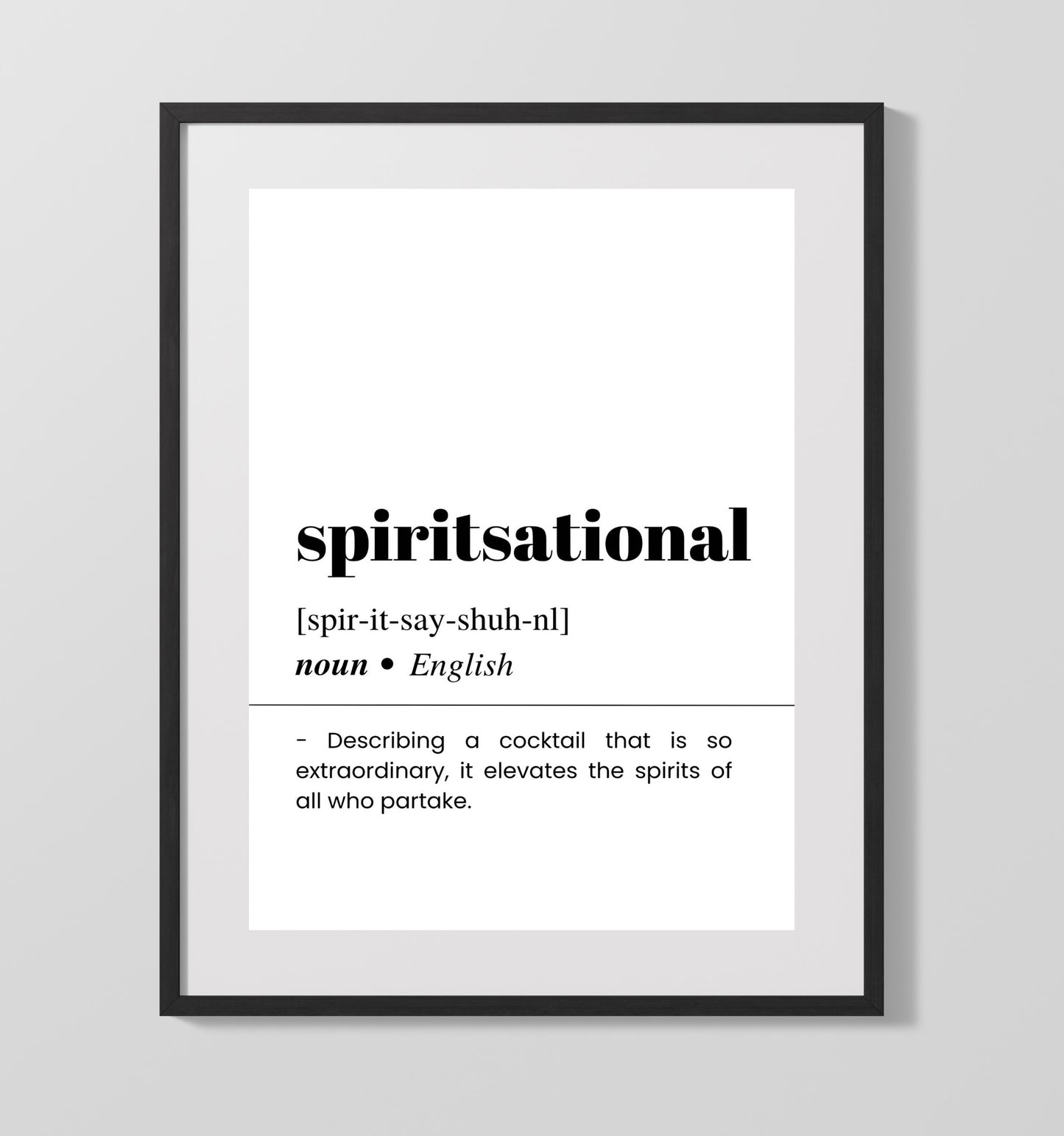 Spiritsational - Extraordinary Cocktail - Gallery Frame bar dictionary wall art