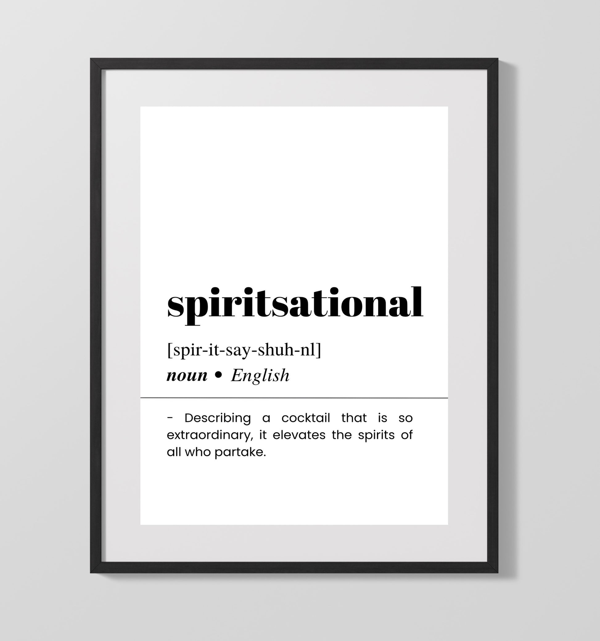 Spiritsational - Extraordinary Cocktail - Gallery Frame bar dictionary wall art