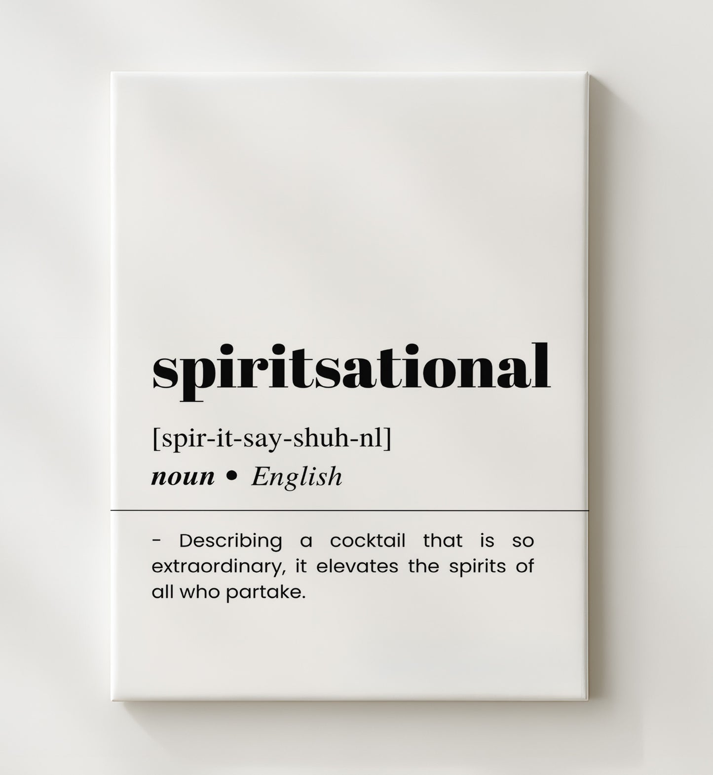 Spiritsational - Extraordinary Cocktail - Canvas bar dictionary wall art