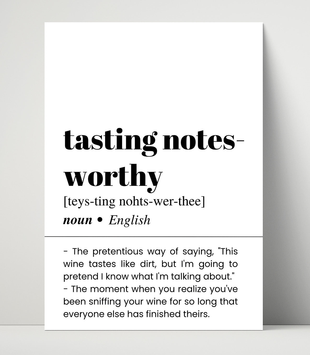 Tasting Notes - Worthy Wine Humor - Unframed Print bar dictionary wall art