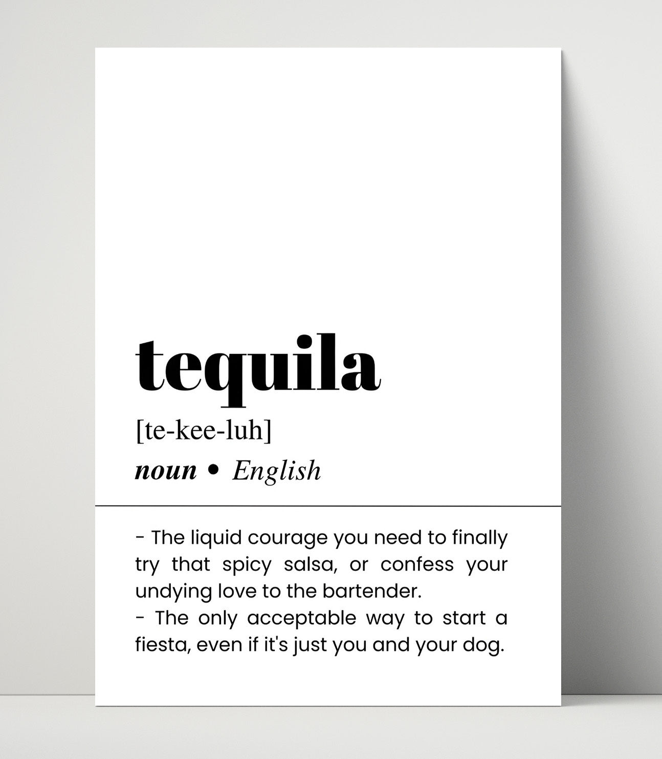 Tequila - Liquid Courage - Unframed Print bar dictionary wall art