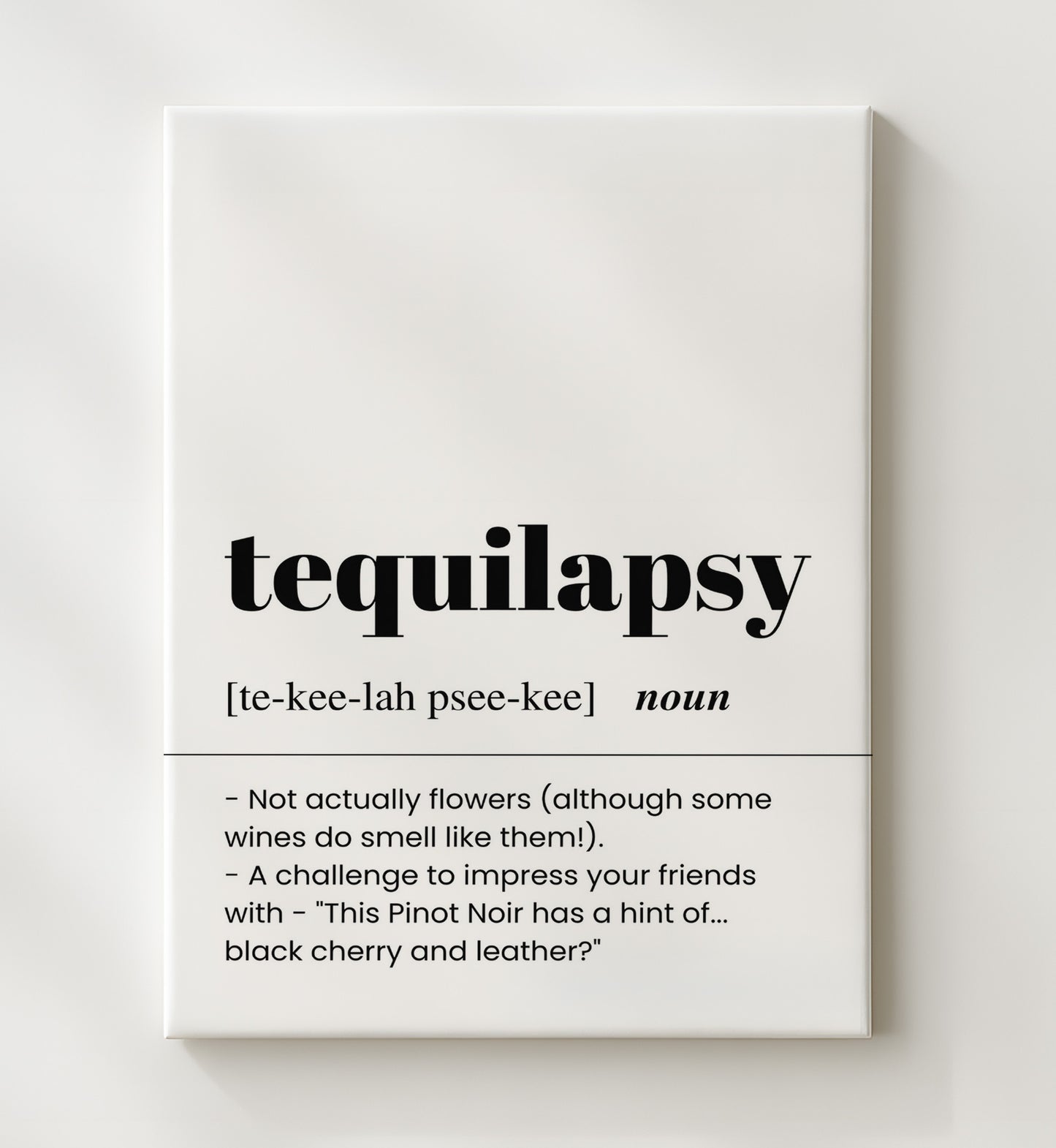Tequilapsy - Pretentious Wine Tasting Notes - Canvas bar dictionary wall art