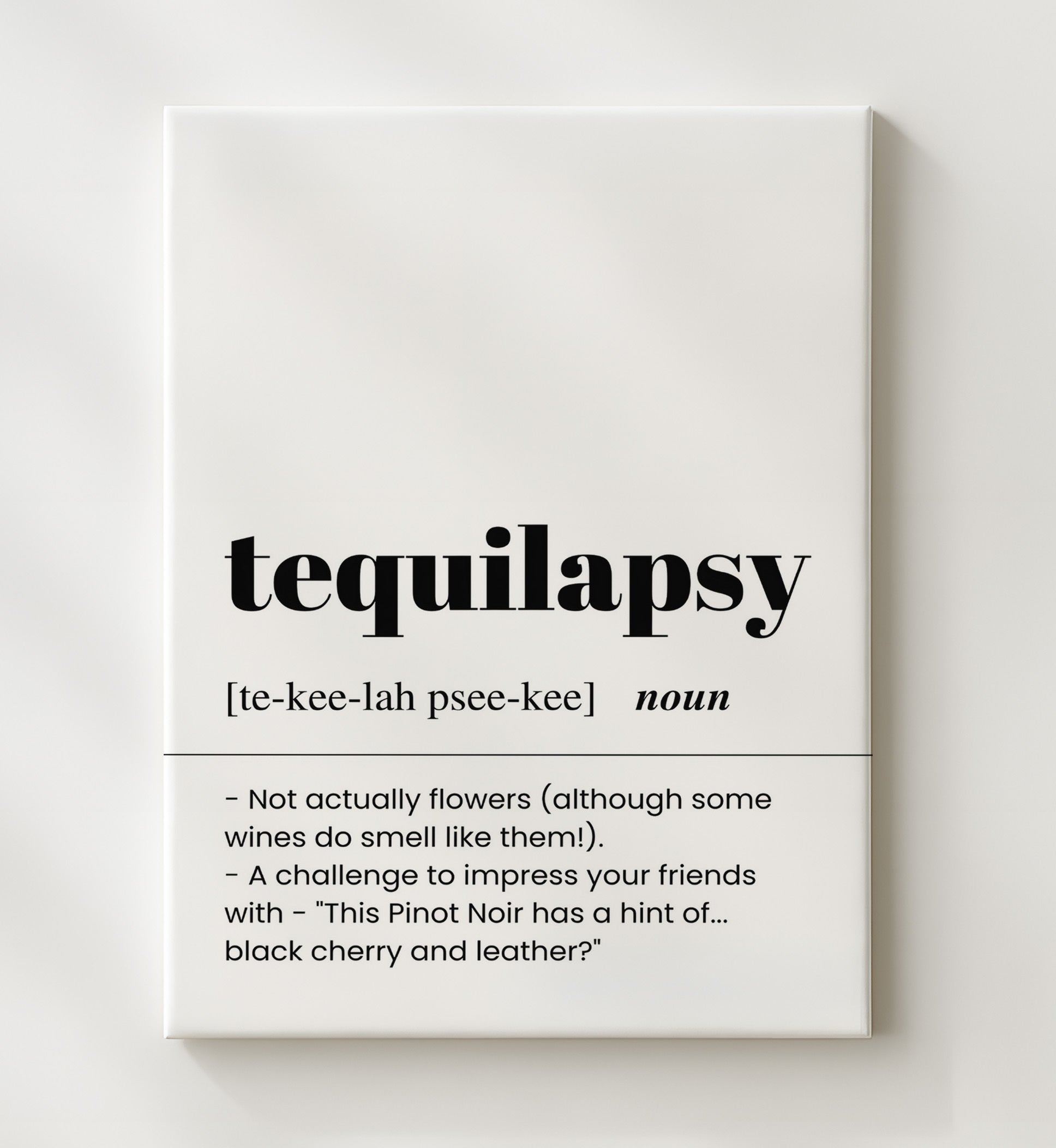 Tequilapsy - Pretentious Wine Tasting Notes - Canvas bar dictionary wall art