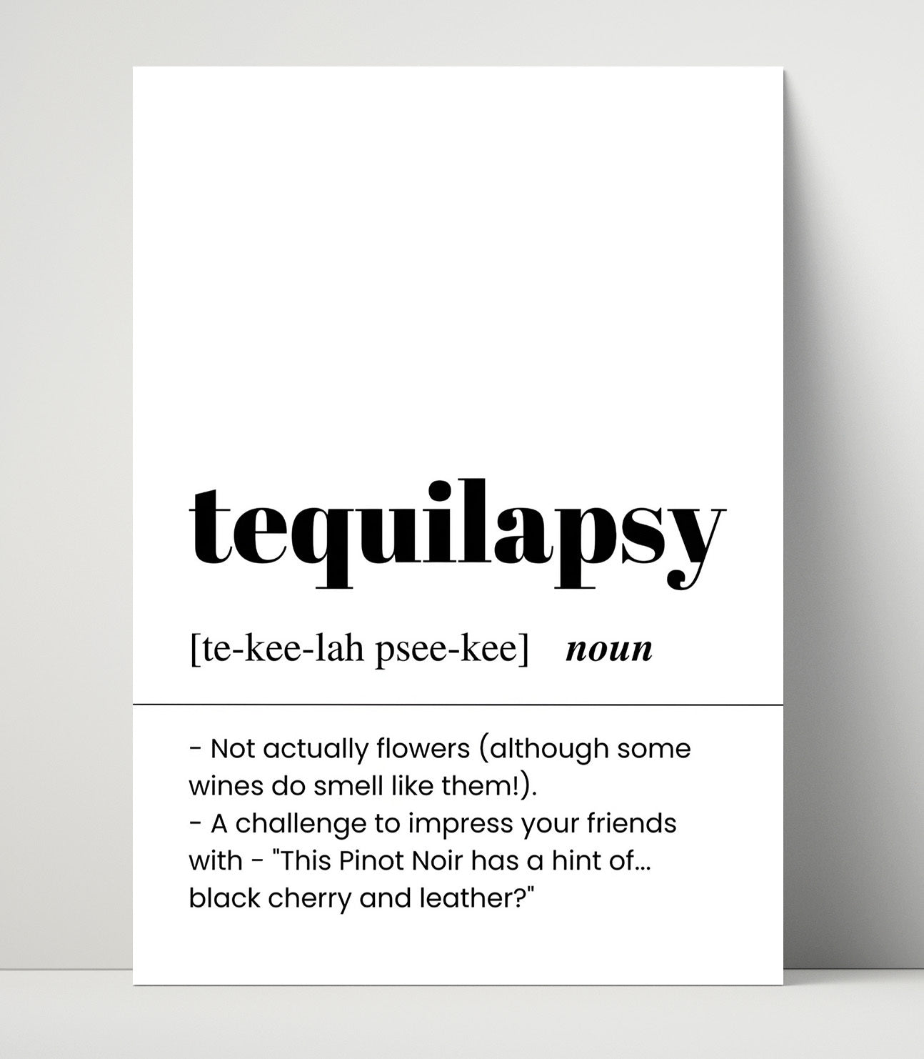 Tequilapsy - Pretentious Wine Tasting Notes - Unframed Print bar dictionary wall art