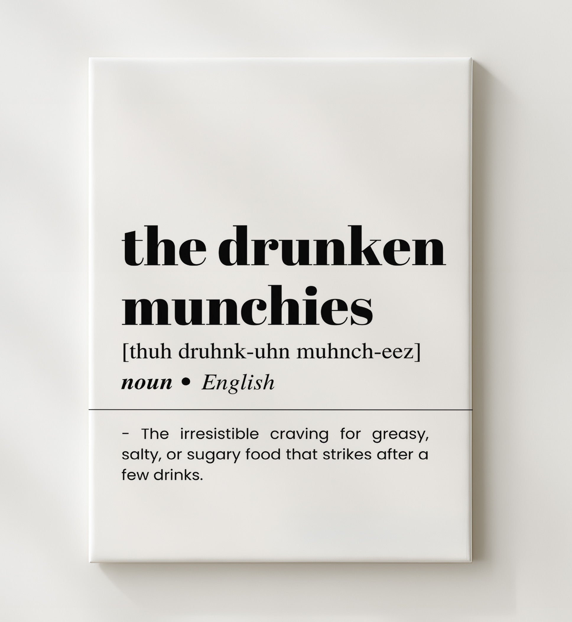 The Drunken Munchies - Late-Night Cravings - Canvas bar dictionary wall art