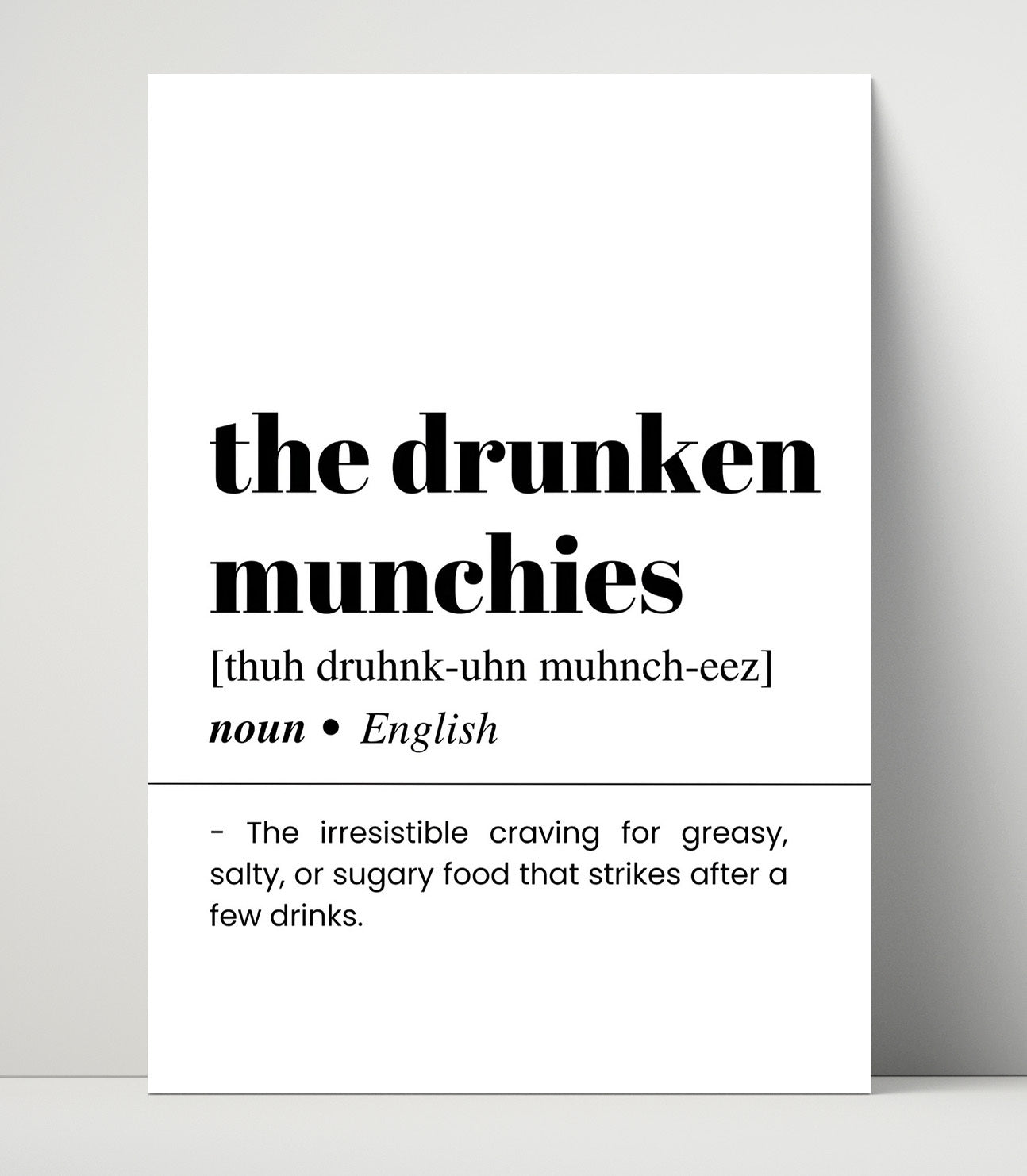 The Drunken Munchies - Late-Night Cravings - Unframed Print bar dictionary wall art
