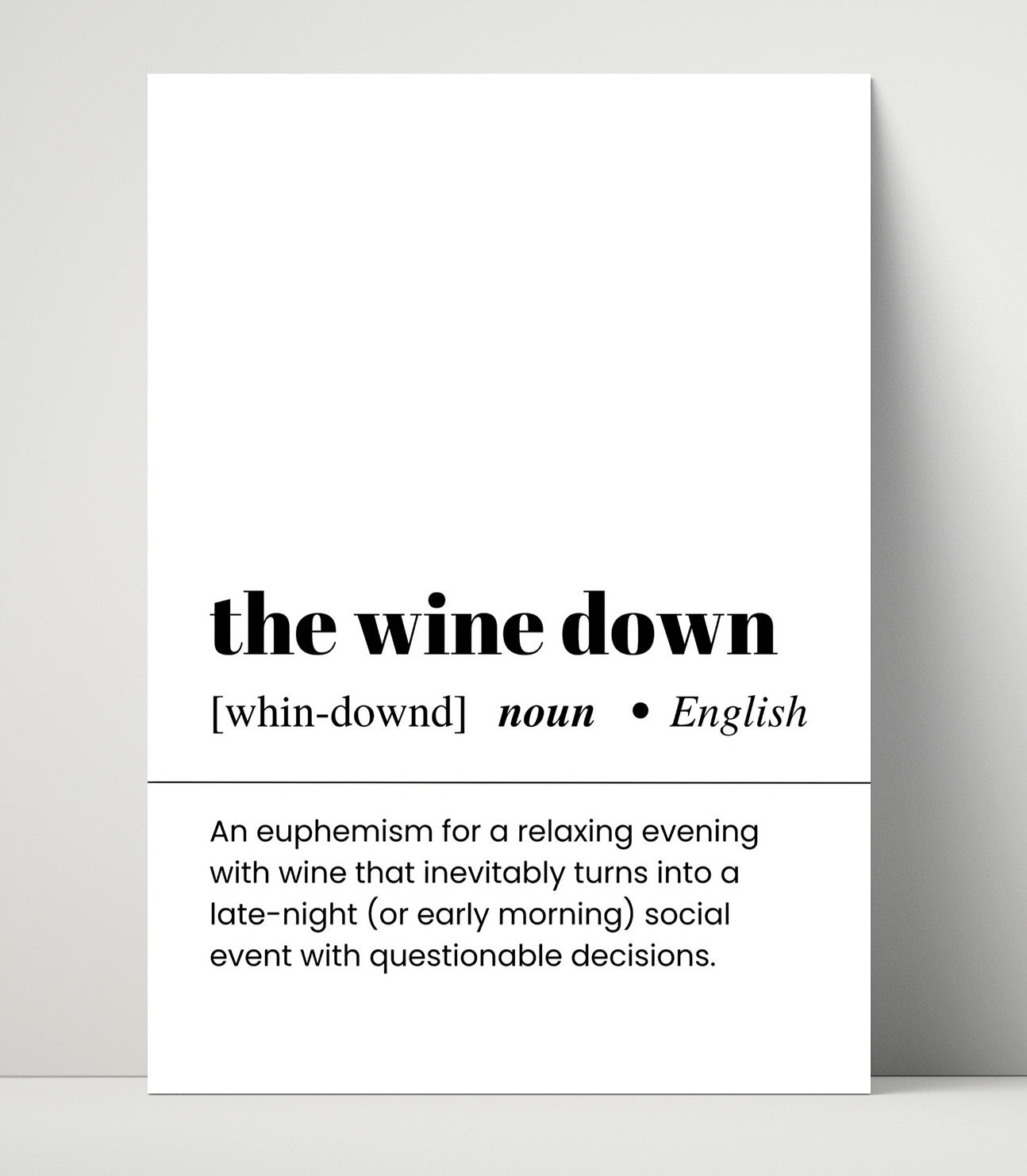 The Wine Down - Relaxing Wine Evening - Unframed Print bar dictionary wall art