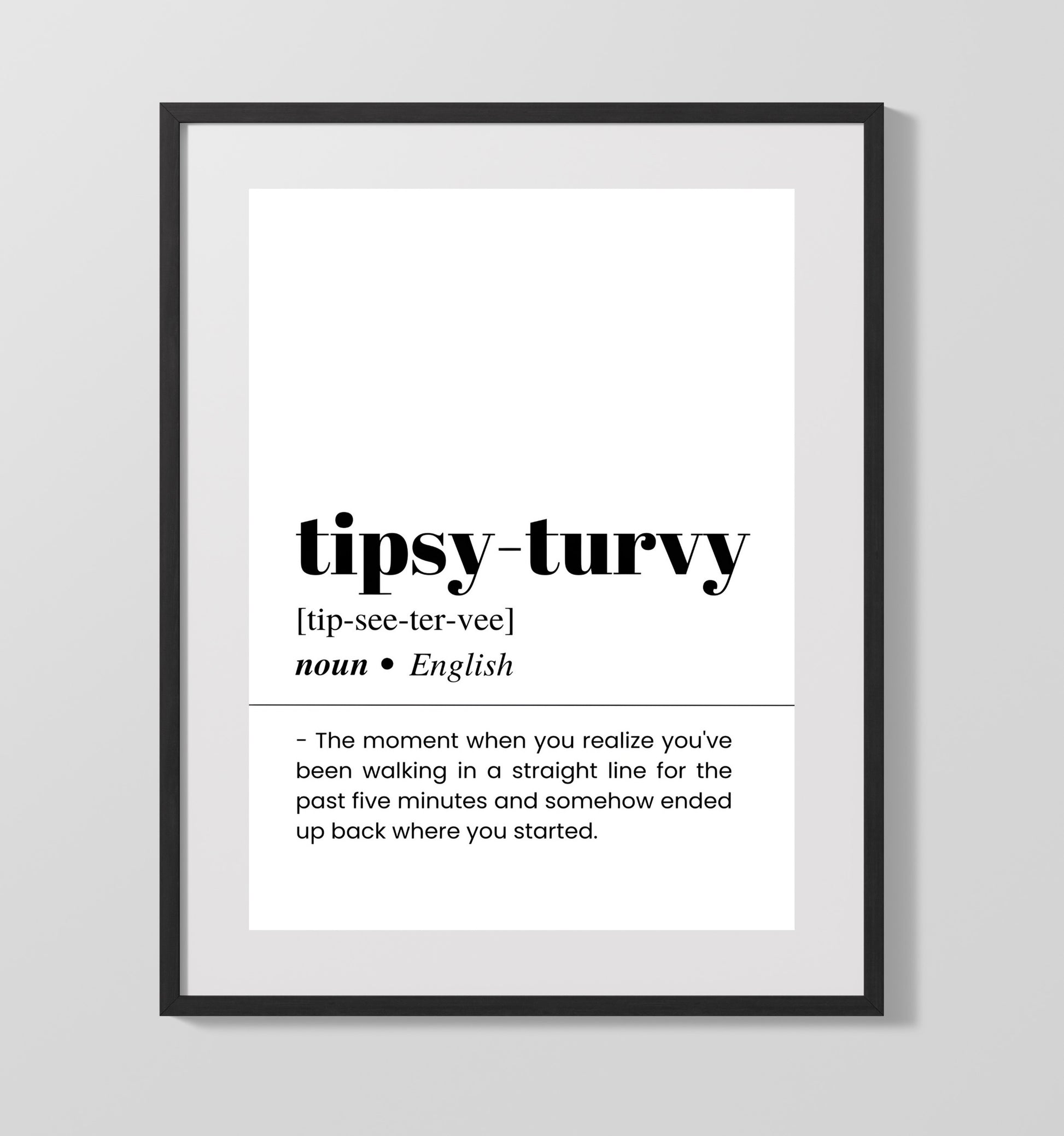 Tipsy Turvy - Drunken Adventure - Gallery Frame bar dictionary wall art