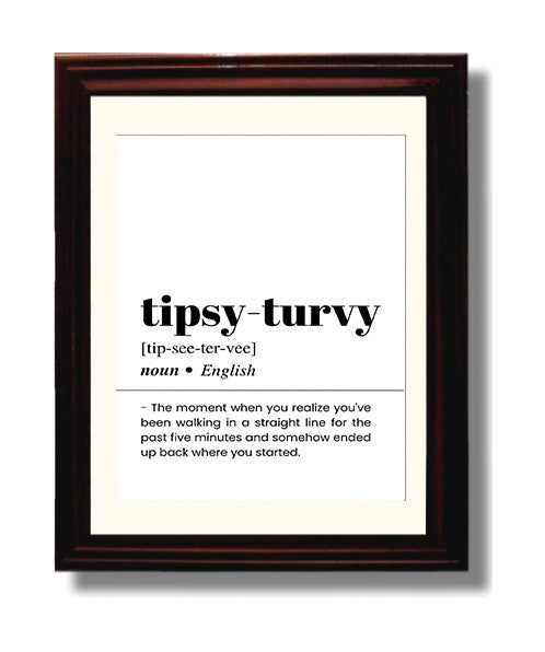 Tipsy Turvy - Drunken Adventure - Beveled Frame bar dictionary wall art