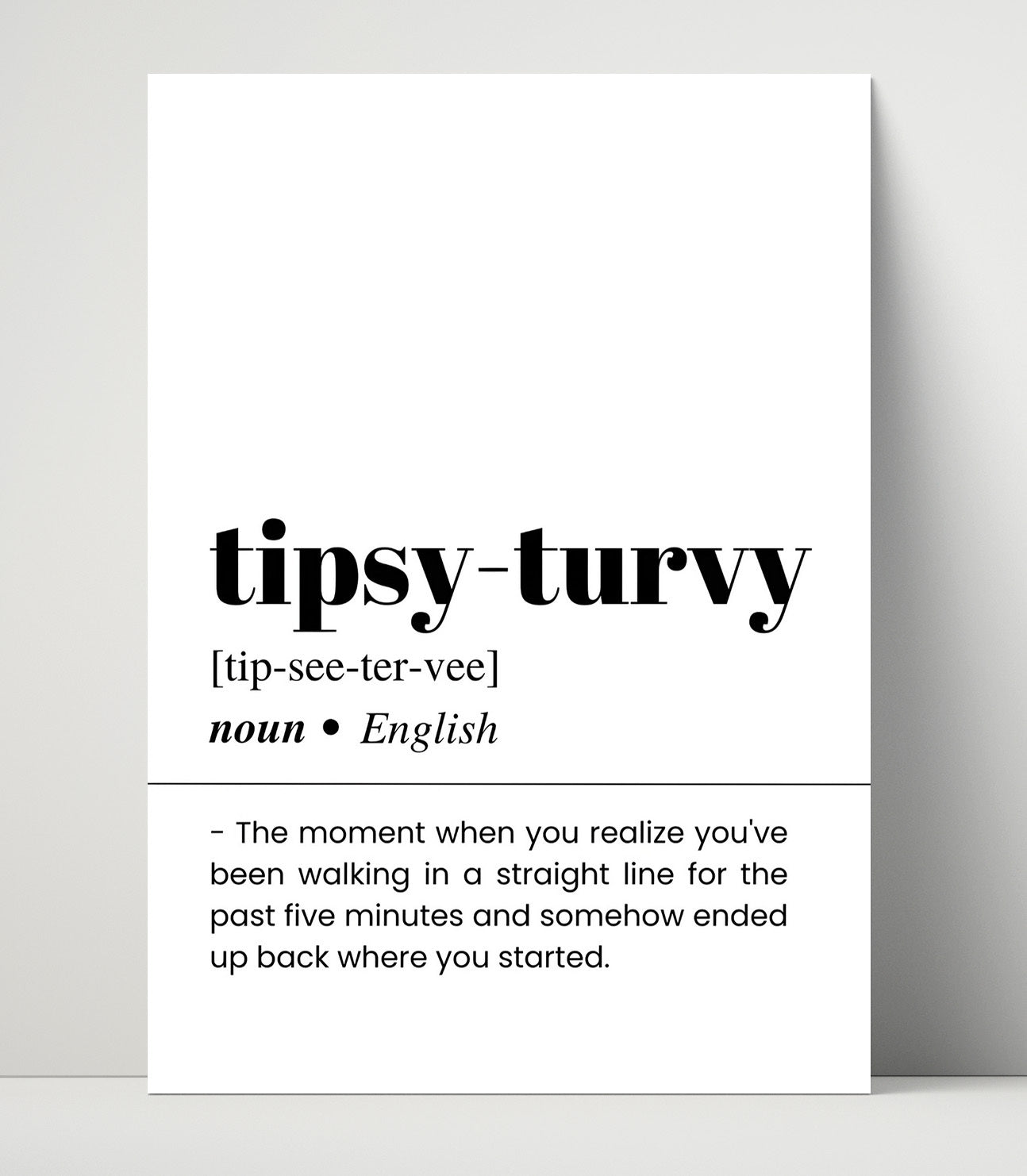 Tipsy Turvy - Drunken Adventure - Unframed Print bar dictionary wall art