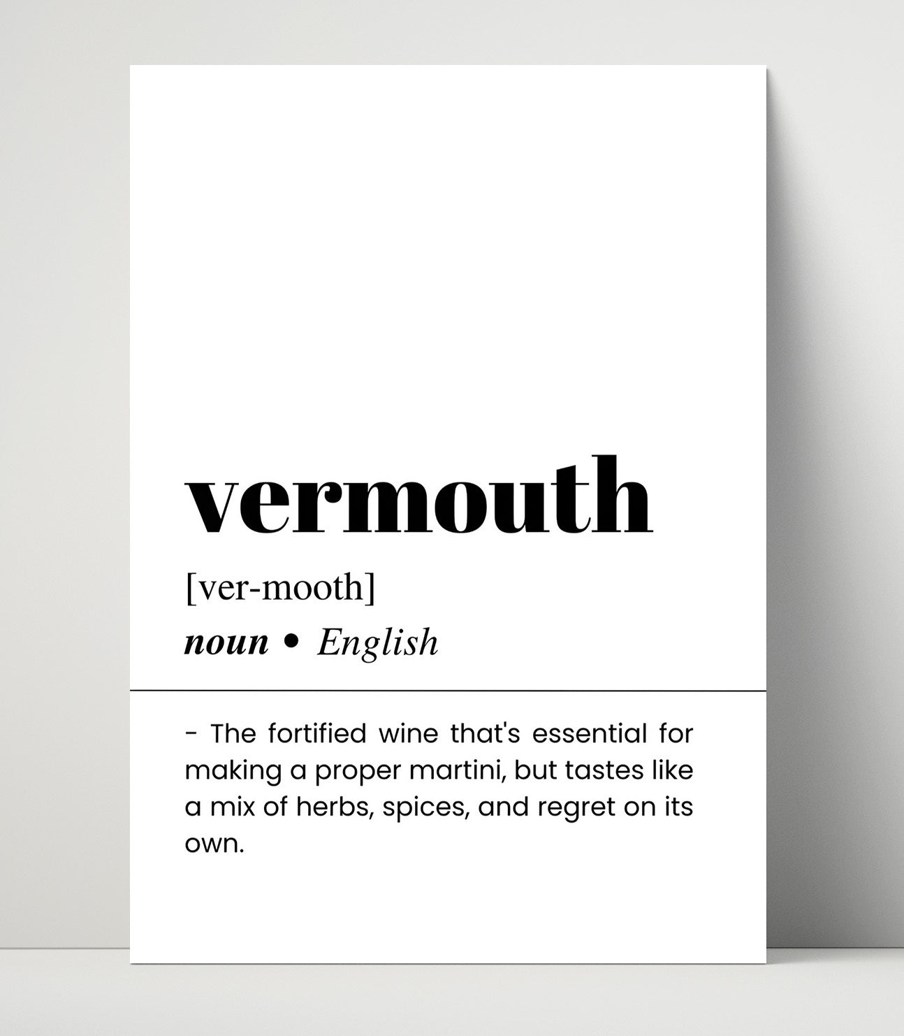 Vermouth - Martini Essential - Unframed Print bar dictionary wall art