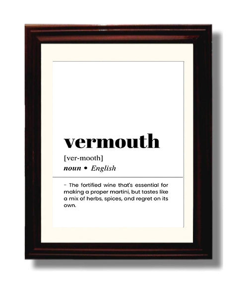 Vermouth - Martini Essential - Beveled Frame bar dictionary wall art