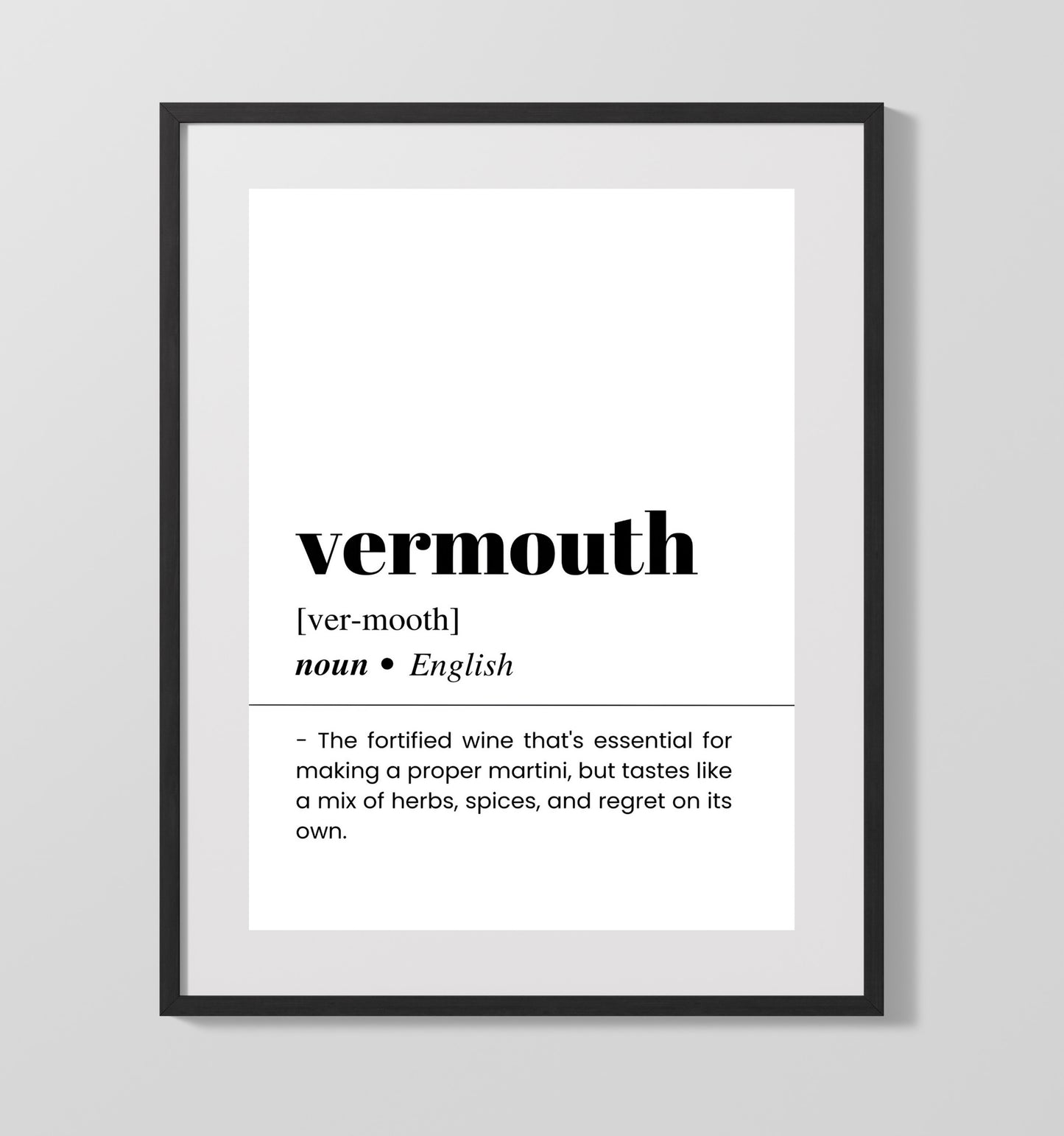 Vermouth - Martini Essential - Gallery Frame bar dictionary wall art