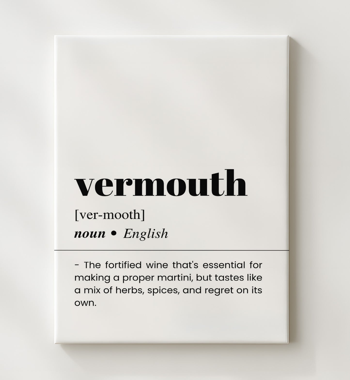 Vermouth - Martini Essential - Canvas bar dictionary wall art